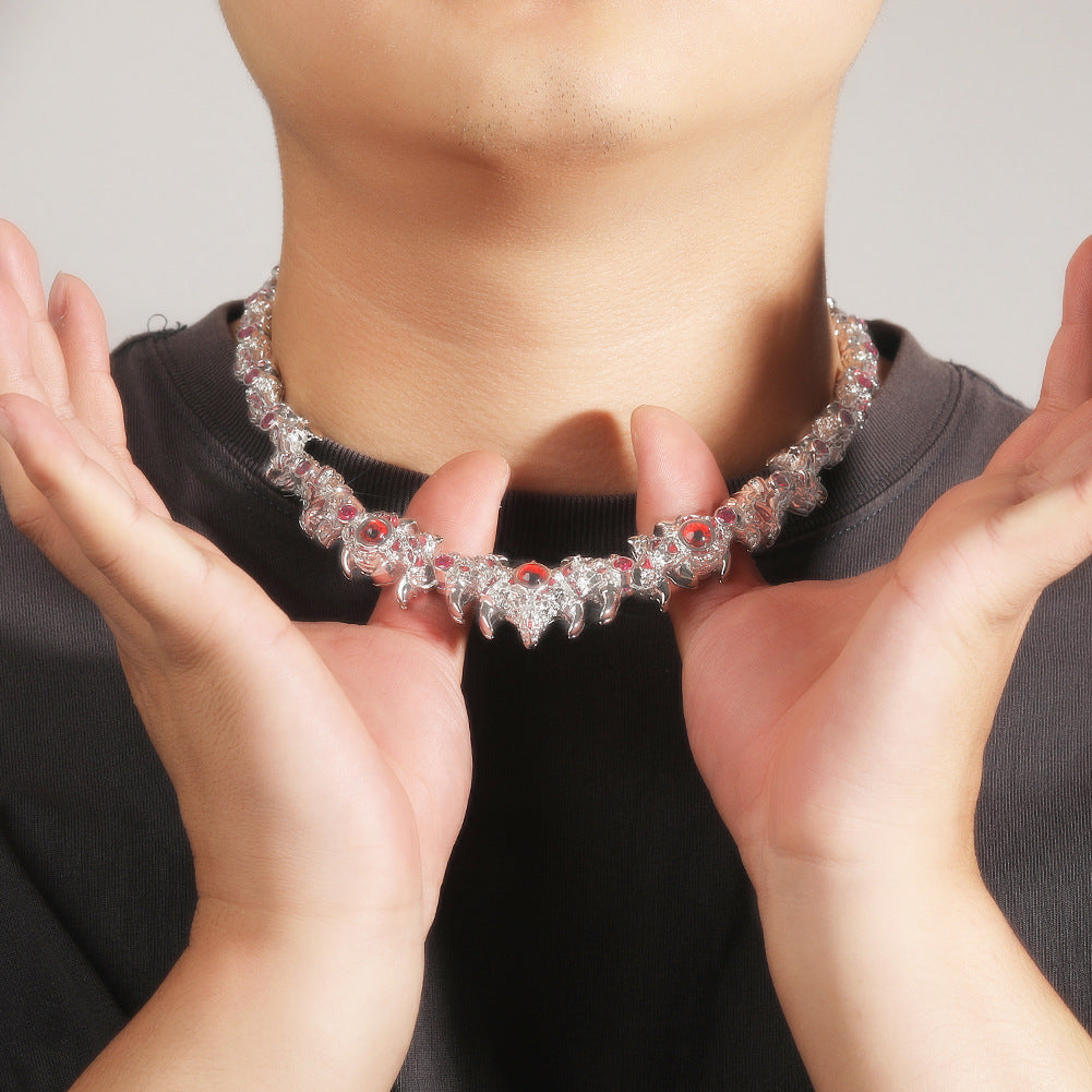 Red-eyed Thorn Diamond-encrusted Necklace Hip-hop Exaggerated Style