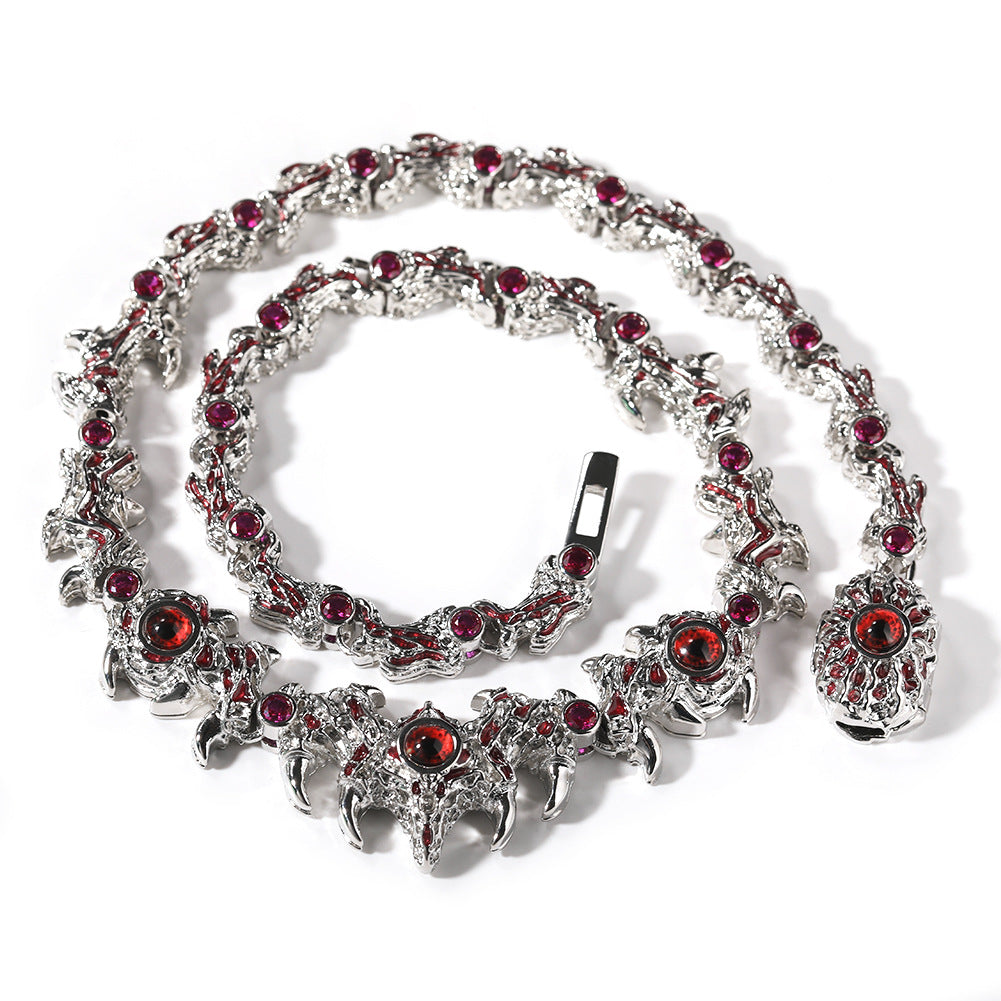 Red-eyed Thorn Diamond-encrusted Necklace Hip-hop Exaggerated Style
