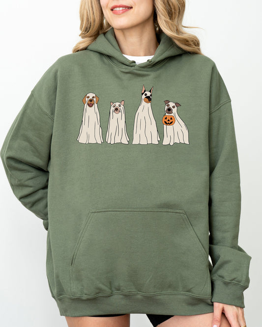 Spooky Ghost Dogs, Bathroom, Funny, Witch, Aesthetic, Meme, Halloween, Spooky, Costume, Hoodie, Hooded Sweatshirt