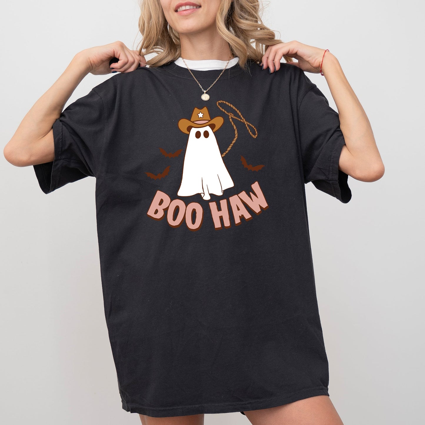 Boo Haw Cowboy Ghost Funny Witch Halloween Spooky Costume T-Shirt Comfort Colors