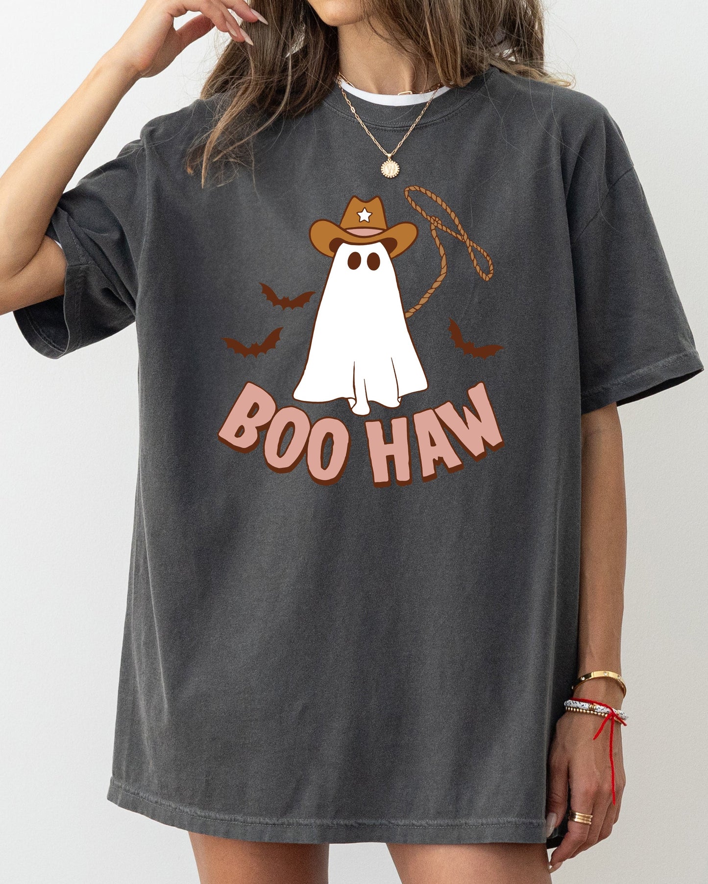 Boo Haw Cowboy Ghost Funny Witch Halloween Spooky Costume T-Shirt Comfort Colors