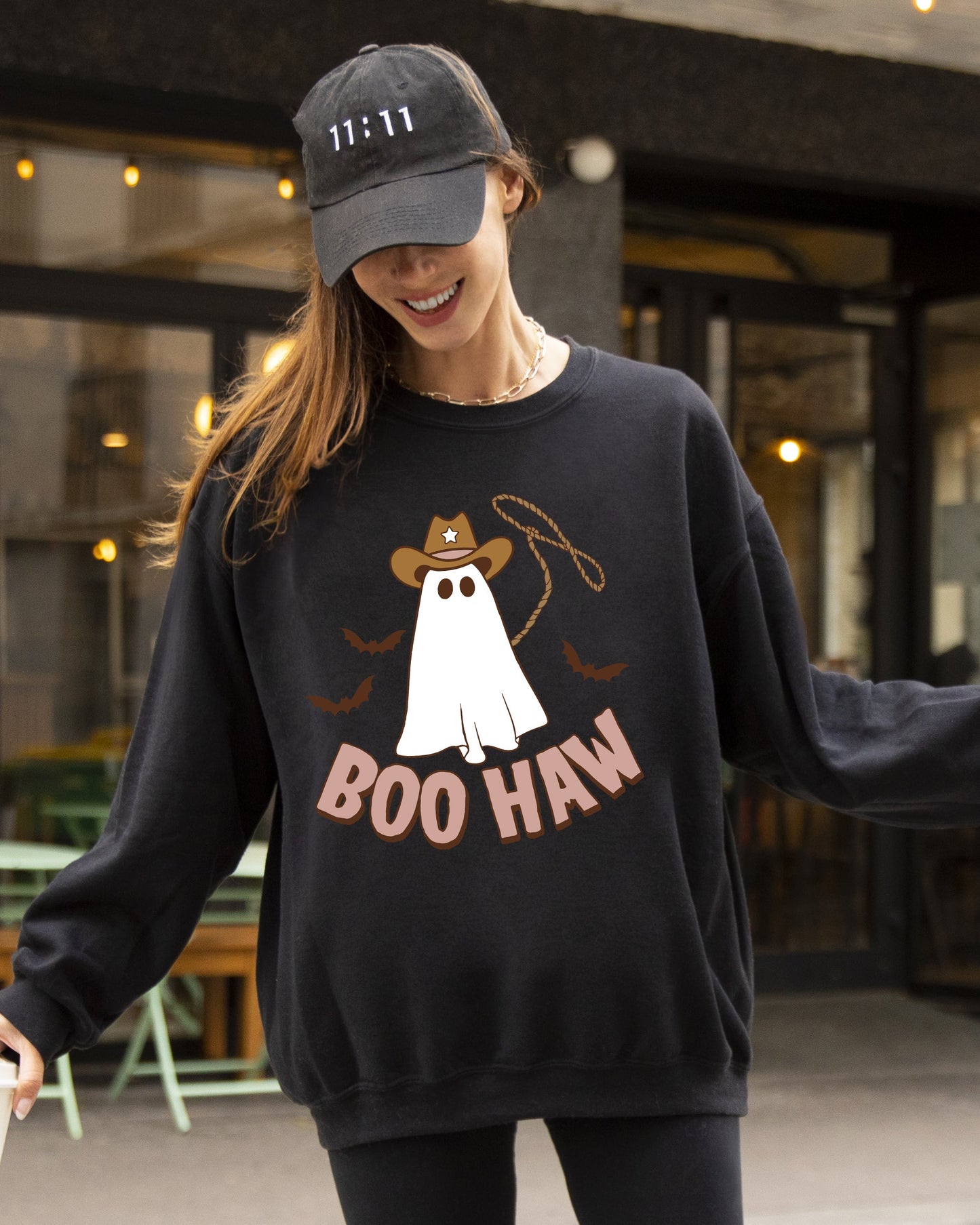 Boo Haw Cowboy Ghost Funny Halloween Costume Sweatshirt