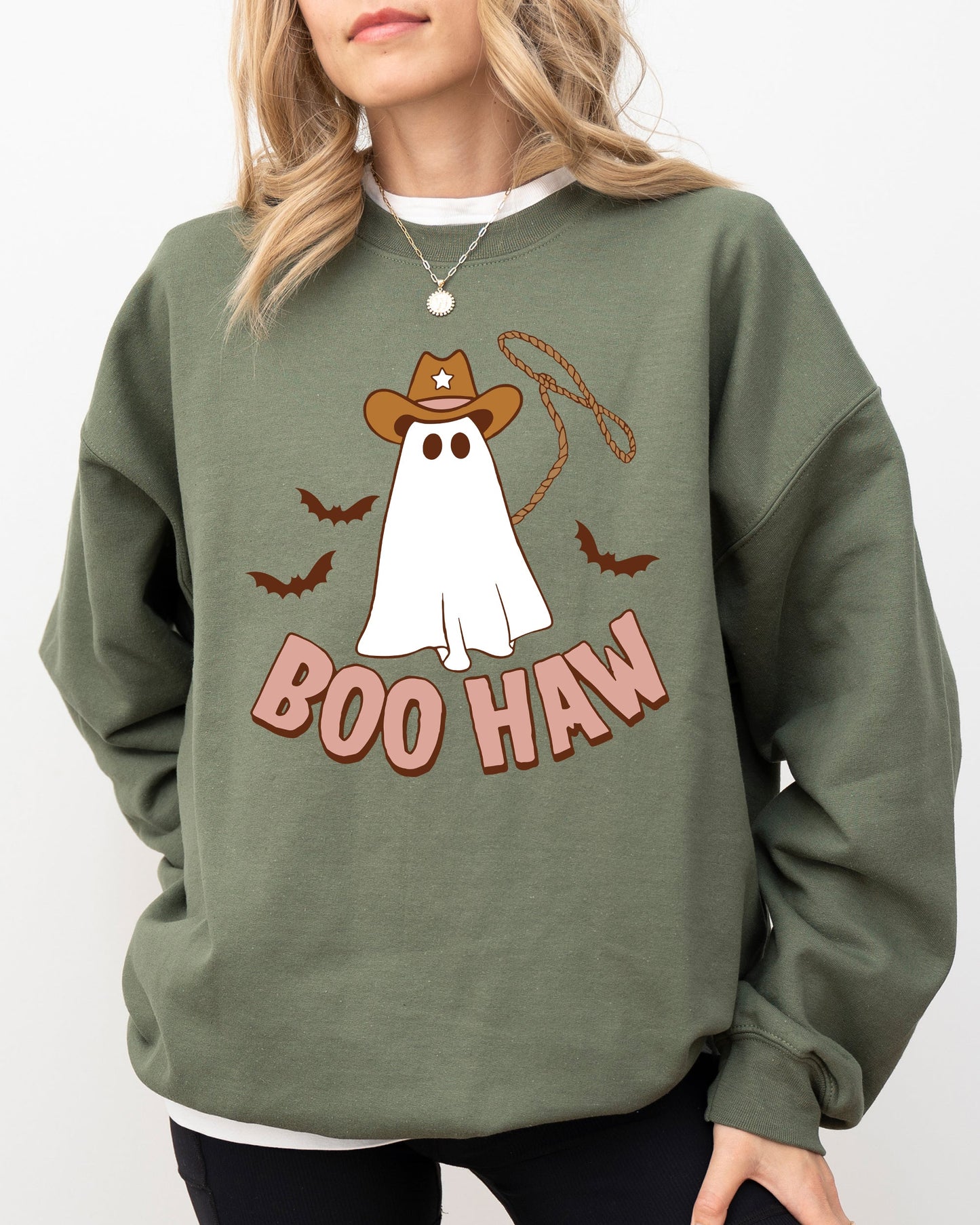 Boo Haw Cowboy Ghost Funny Halloween Costume Sweatshirt