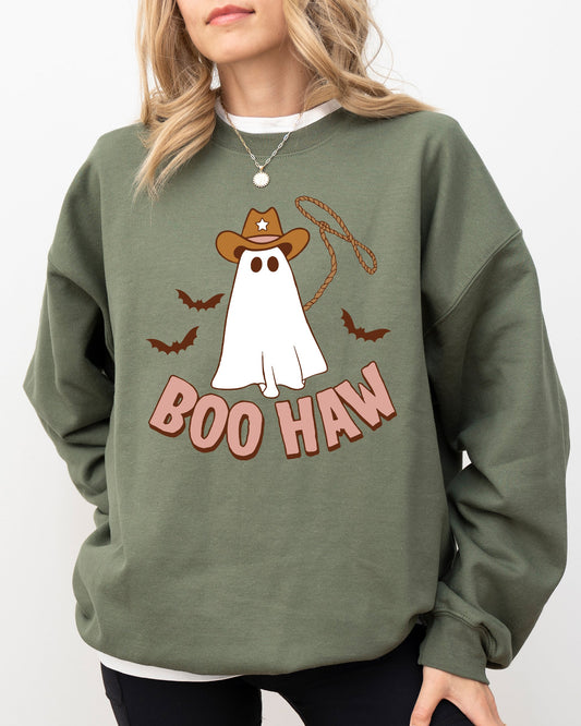 Boo Haw Cowboy Ghost Funny Halloween Costume Sweatshirt
