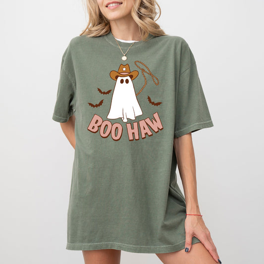Boo Haw Cowboy Ghost Funny Witch Halloween Spooky Costume T-Shirt Comfort Colors