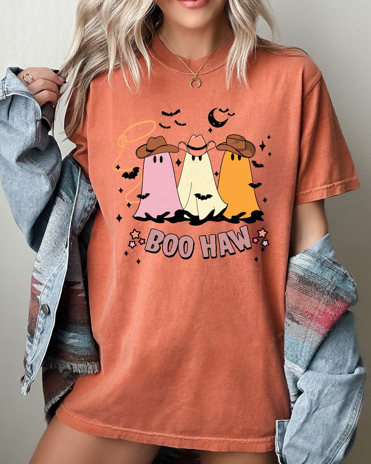 Funny Mini Cowboy Ghosts Graphic T-Shirt Comfort Colors