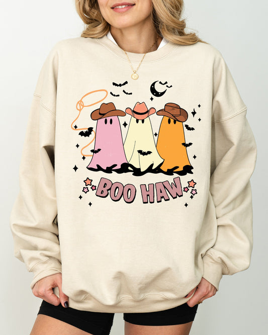 Boo Haw Mini Cowboy Ghosts Funny Aesthetic Costume Sweatshirt