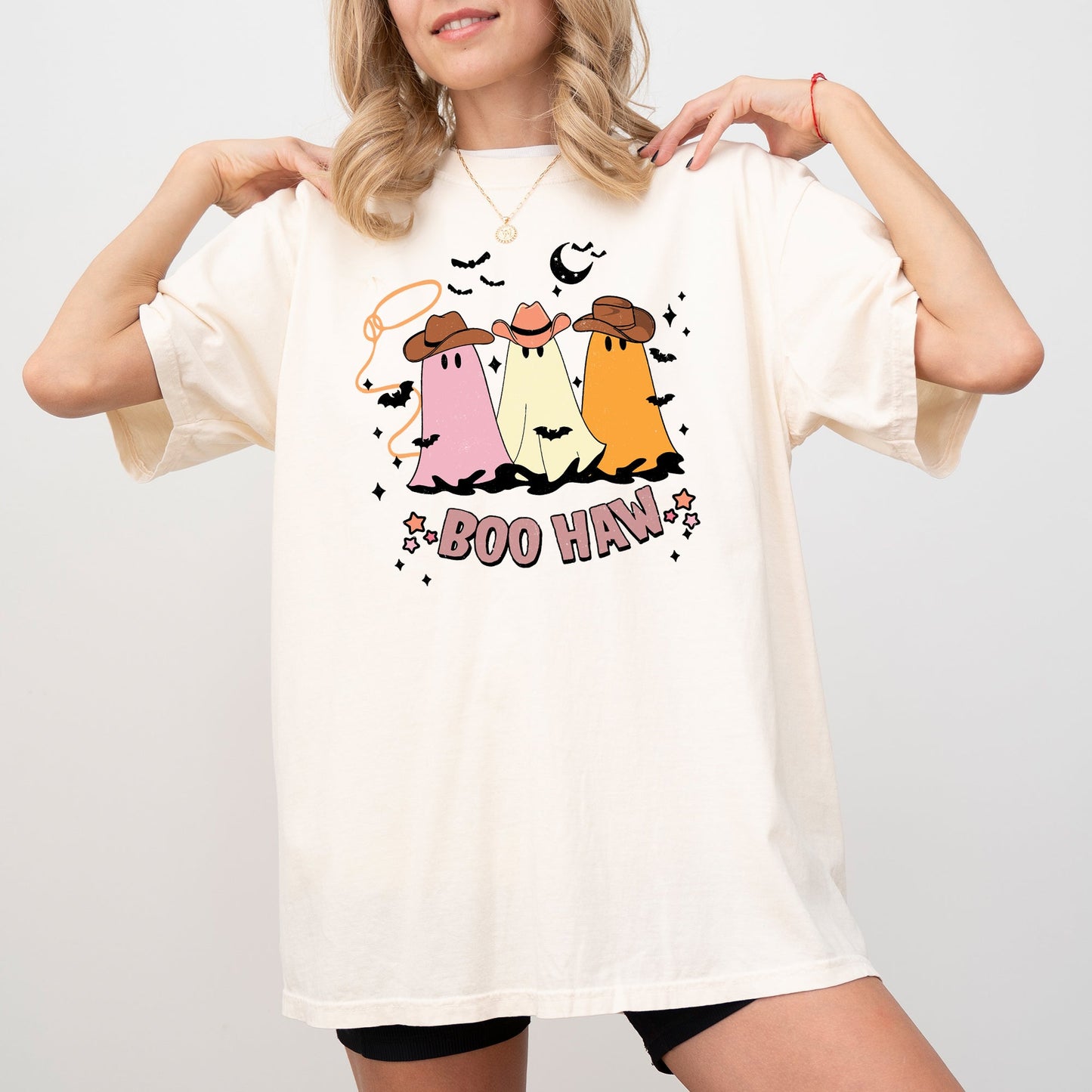 Funny Mini Cowboy Ghosts Graphic T-Shirt Comfort Colors