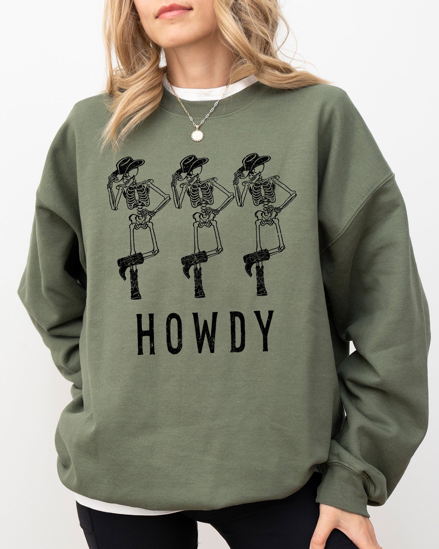 Howdy Skeleton Halloween Costume Sweatshirt Unisex Cotton Blend