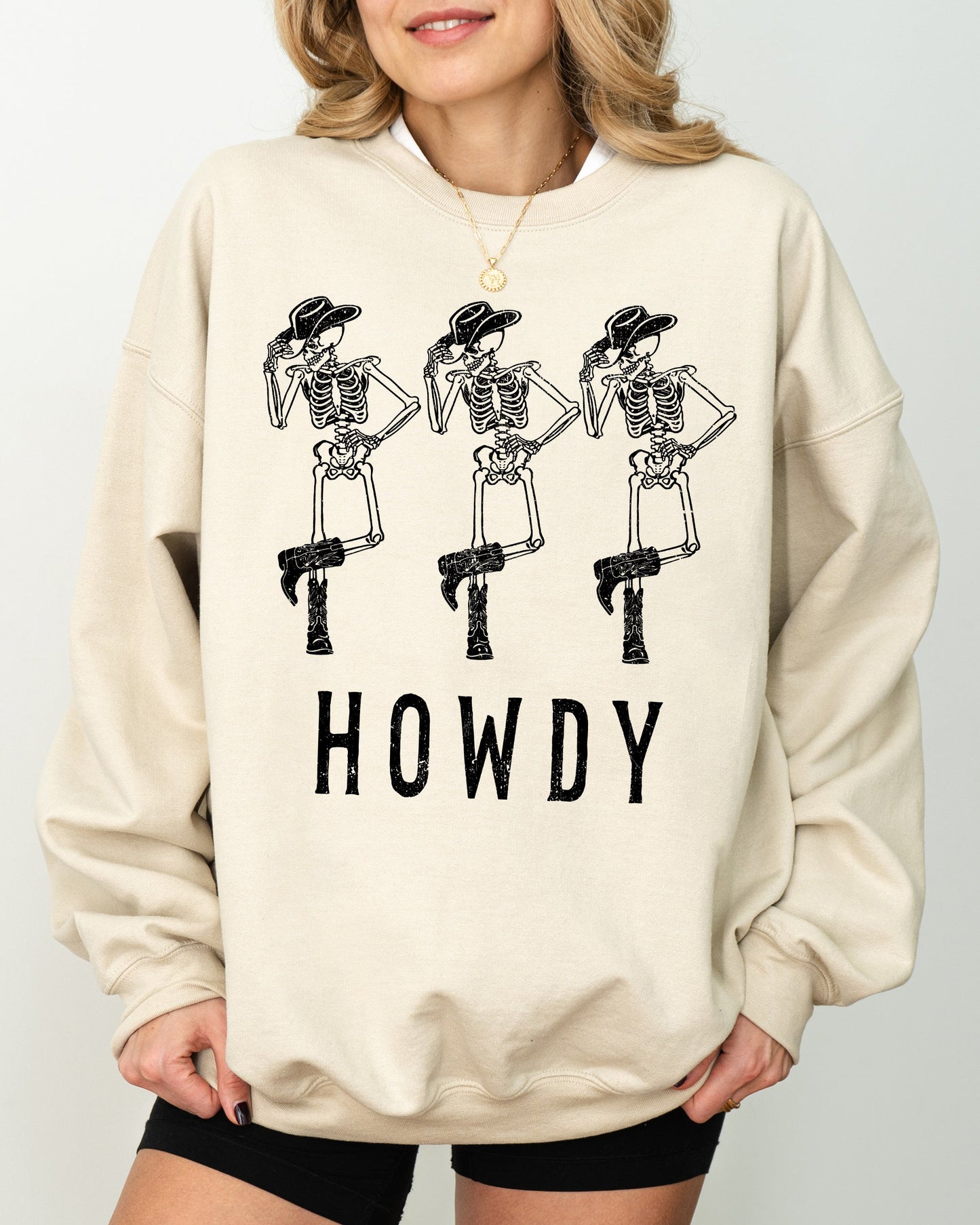 Howdy Skeleton Halloween Costume Sweatshirt Unisex Cotton Blend