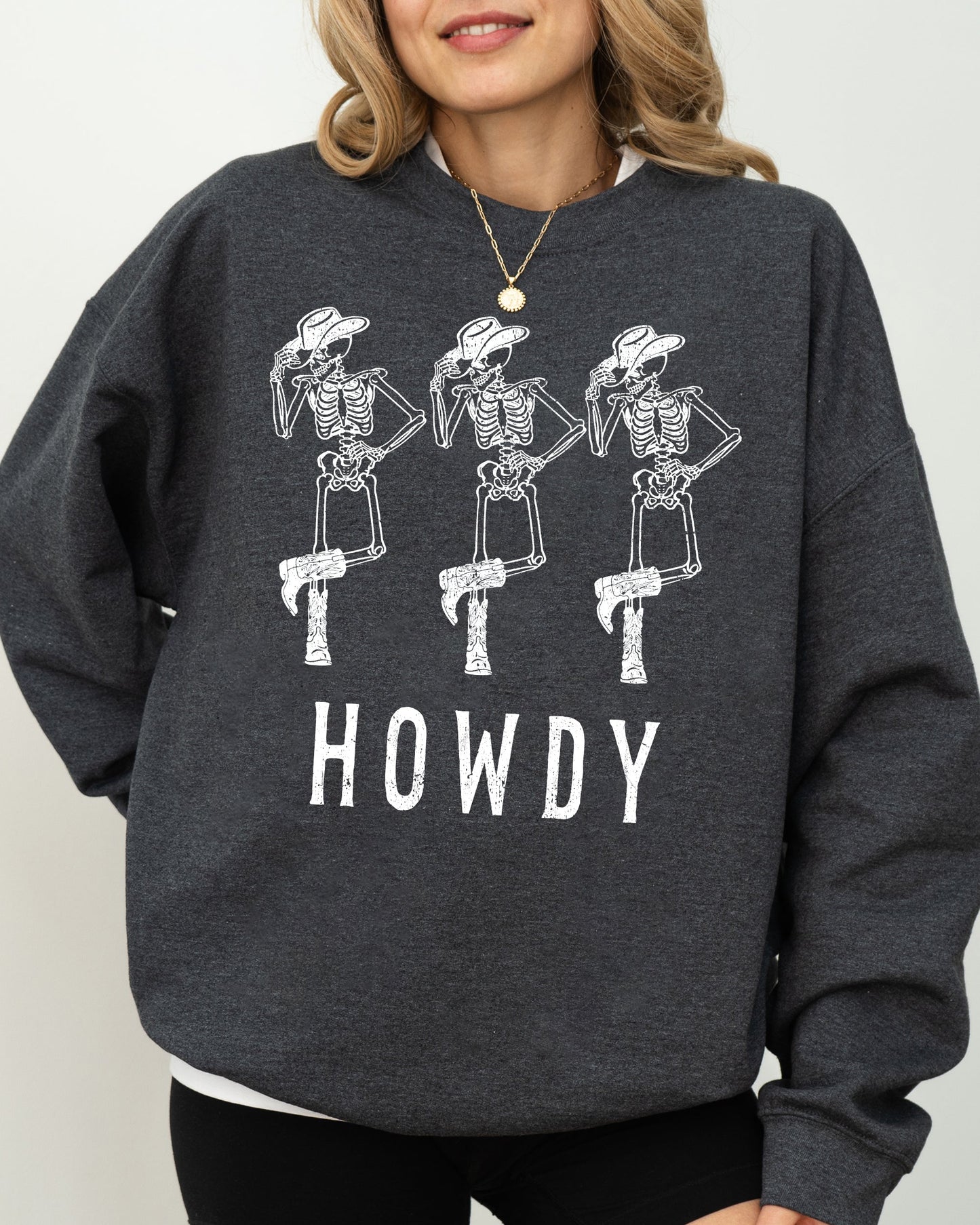 Howdy Skeleton Halloween Costume Sweatshirt Unisex Cotton Blend