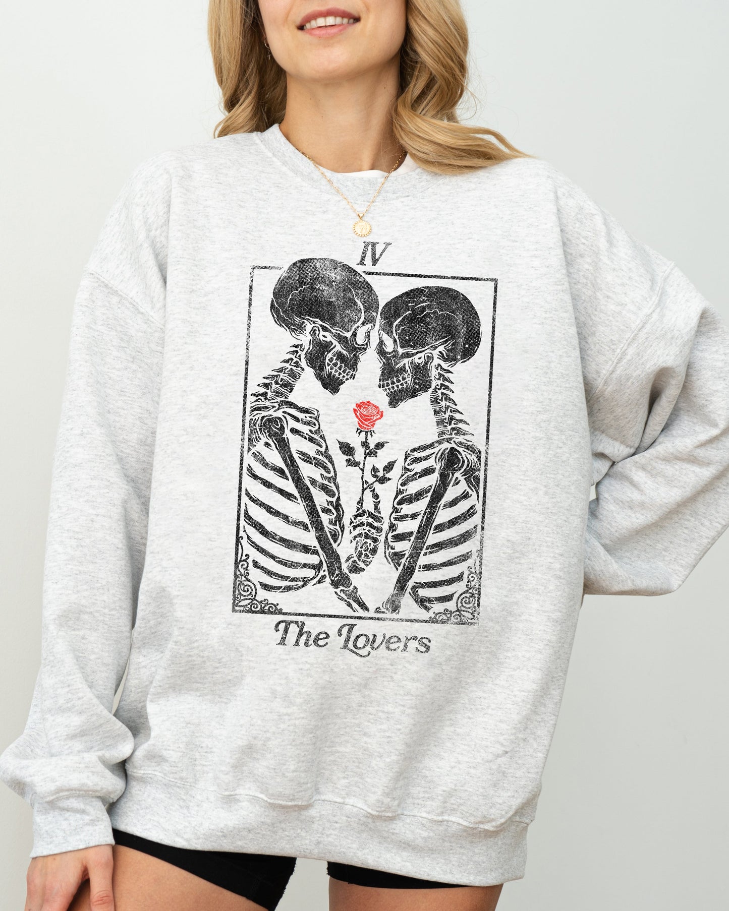 The Lovers, Skeleton, Ghost, Funny, Witch, Aesthetic, Meme, Halloween, Spooky, Costume Sweatshirt