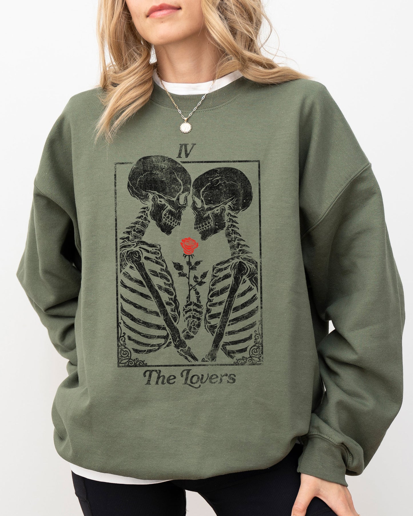 The Lovers, Skeleton, Ghost, Funny, Witch, Aesthetic, Meme, Halloween, Spooky, Costume Sweatshirt