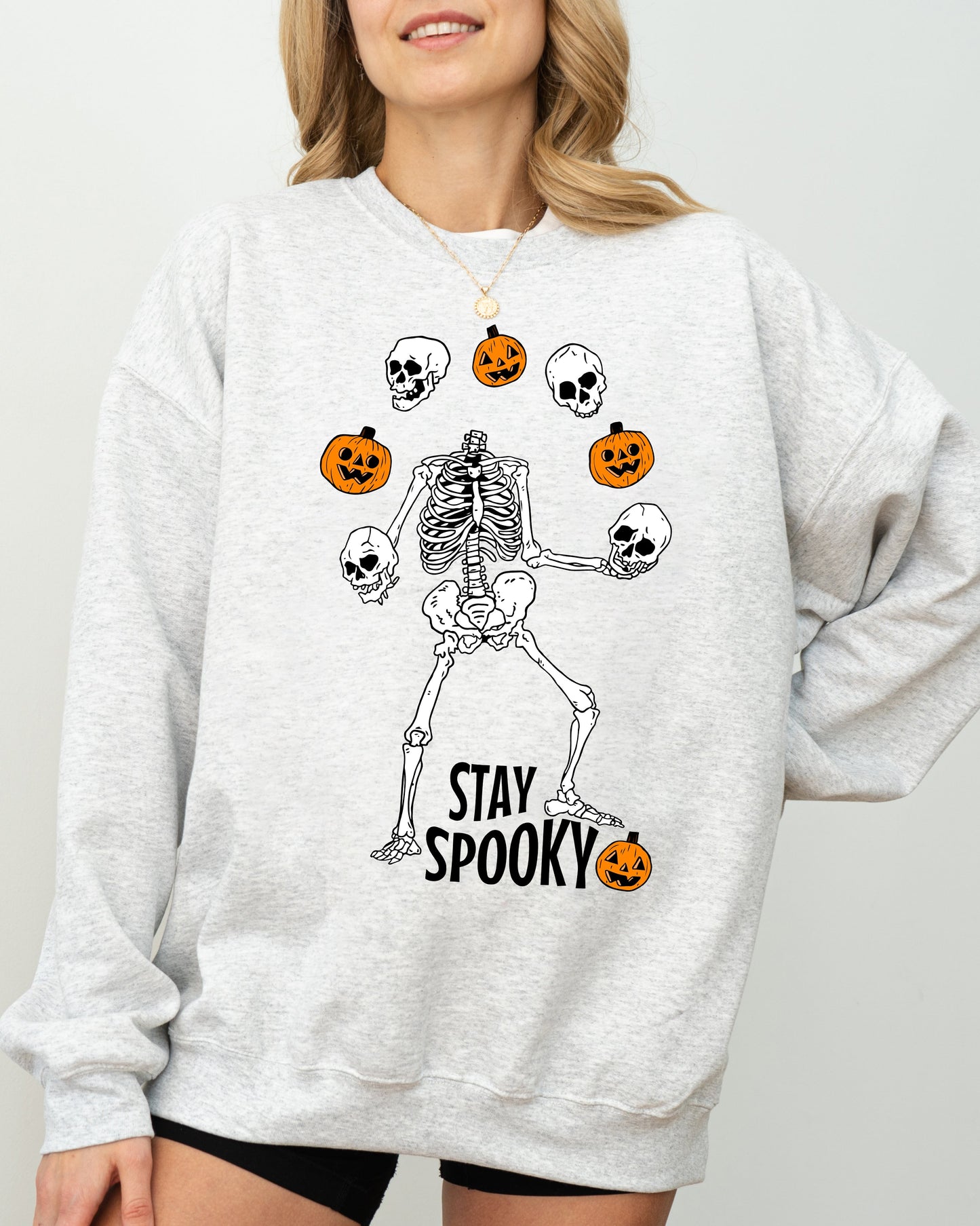 Stay Spooky, Skeleton, Ghost, Funny, Witch, Aesthetic, Meme, Halloween, Spooky, Costume Sweatshirt