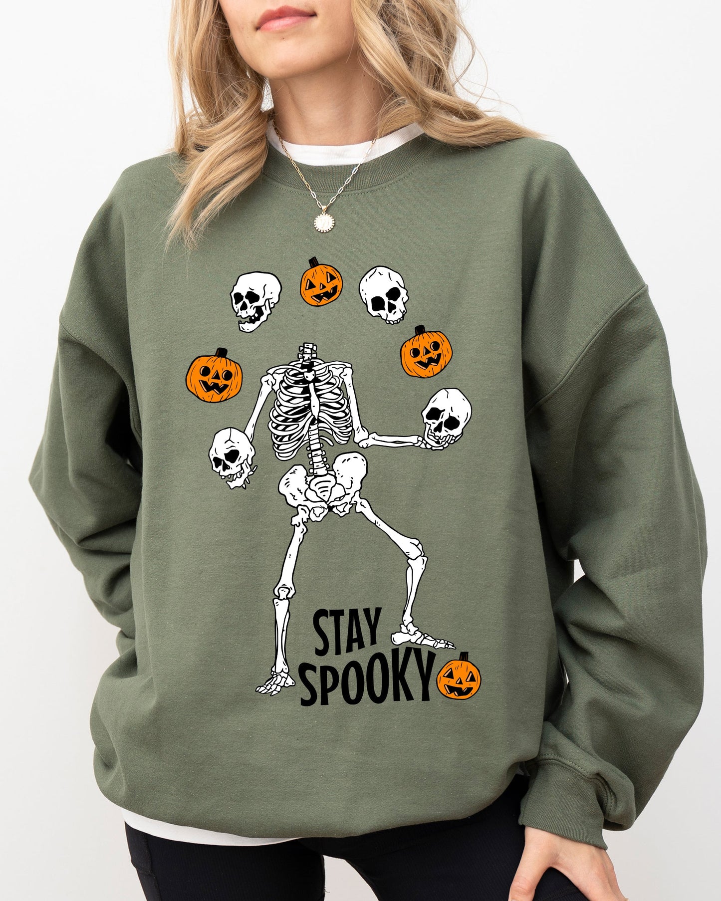 Stay Spooky, Skeleton, Ghost, Funny, Witch, Aesthetic, Meme, Halloween, Spooky, Costume Sweatshirt