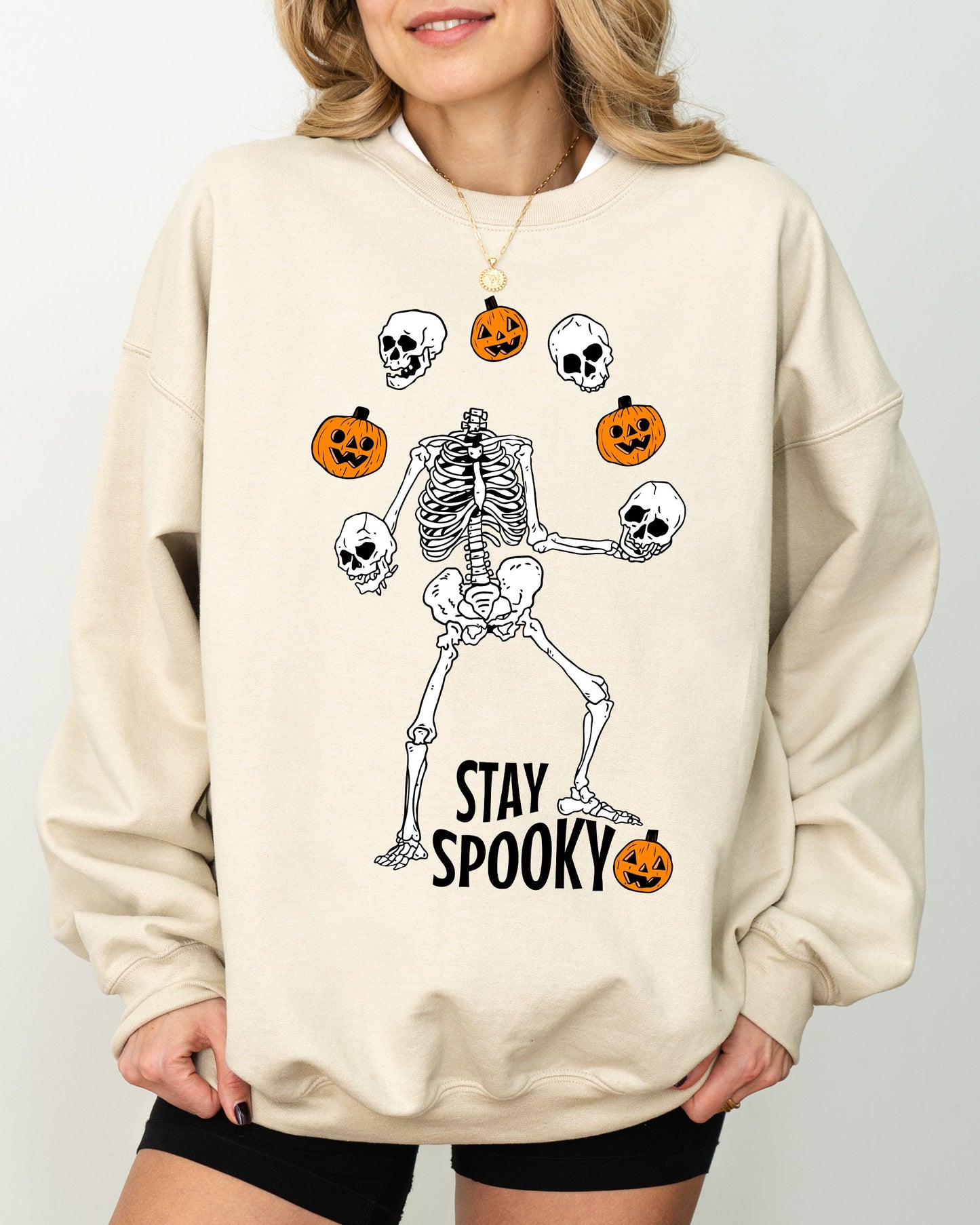 Stay Spooky, Skeleton, Ghost, Funny, Witch, Aesthetic, Meme, Halloween, Spooky, Costume Sweatshirt