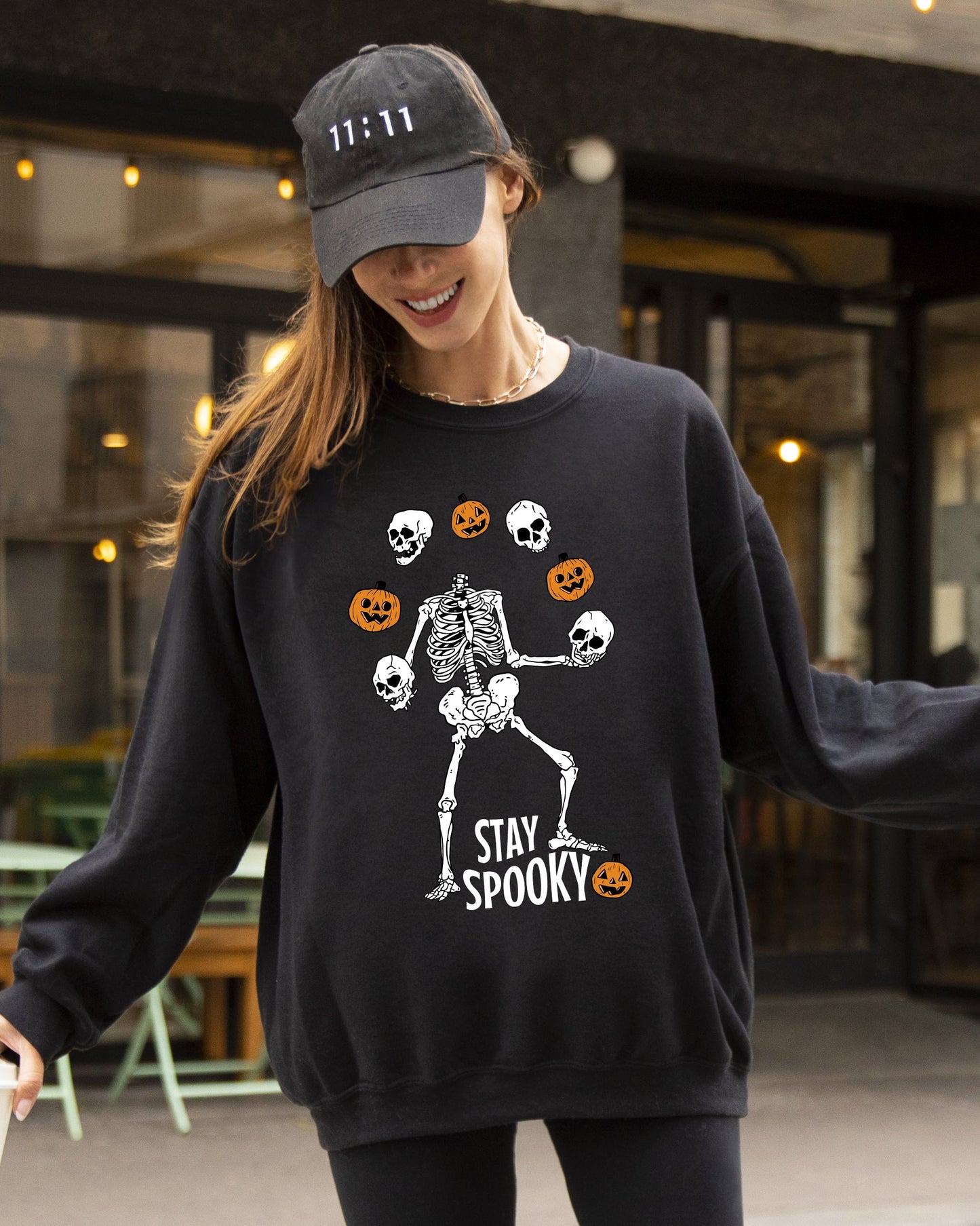 Stay Spooky, Skeleton, Ghost, Funny, Witch, Aesthetic, Meme, Halloween, Spooky, Costume Sweatshirt