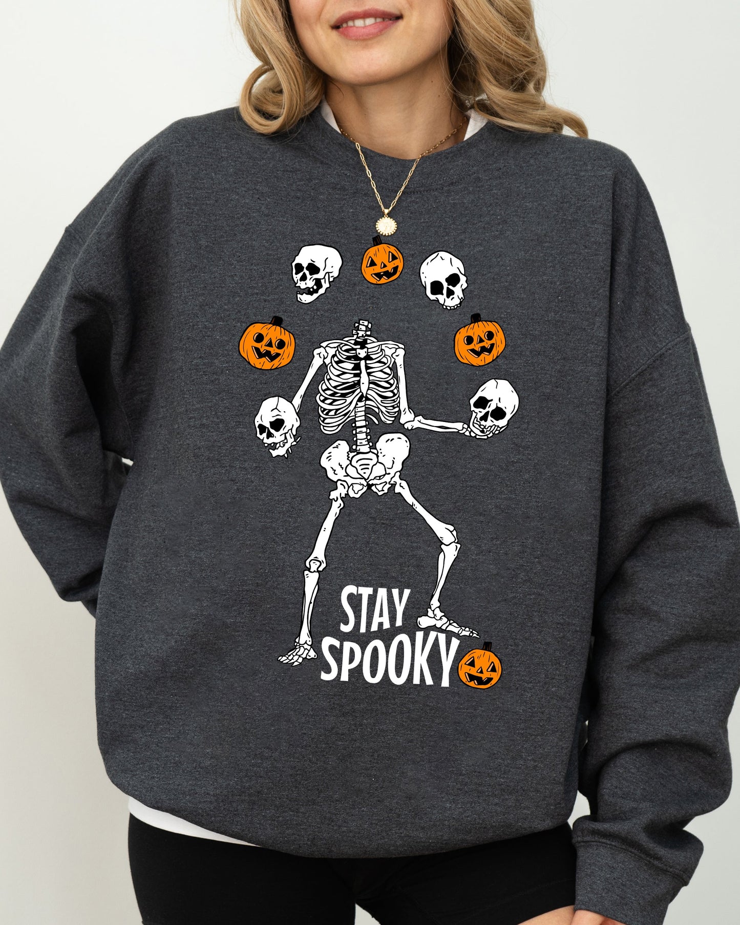 Stay Spooky, Skeleton, Ghost, Funny, Witch, Aesthetic, Meme, Halloween, Spooky, Costume Sweatshirt