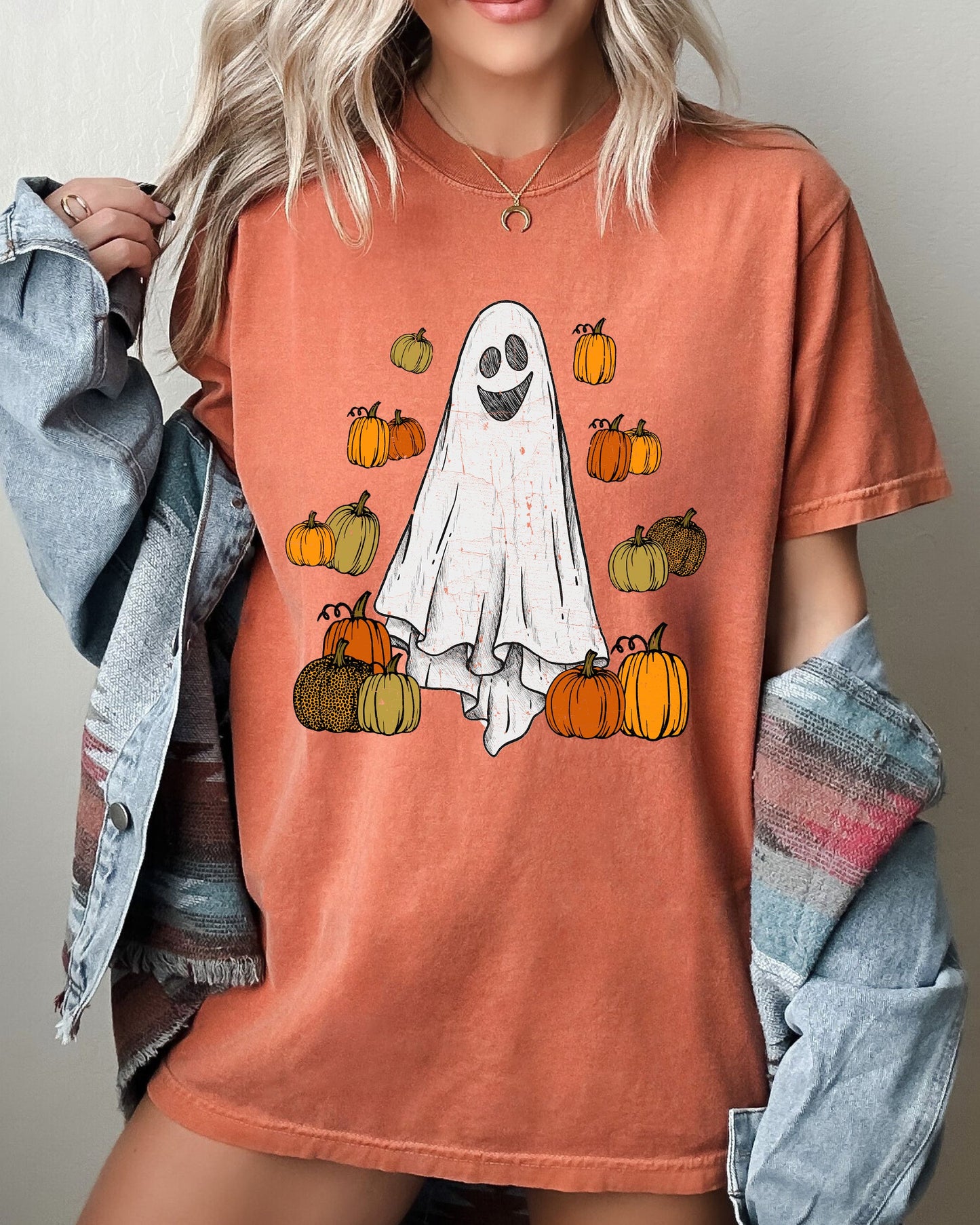 Ghost and Pumpkins Vintage Comfort Colors T-Shirt