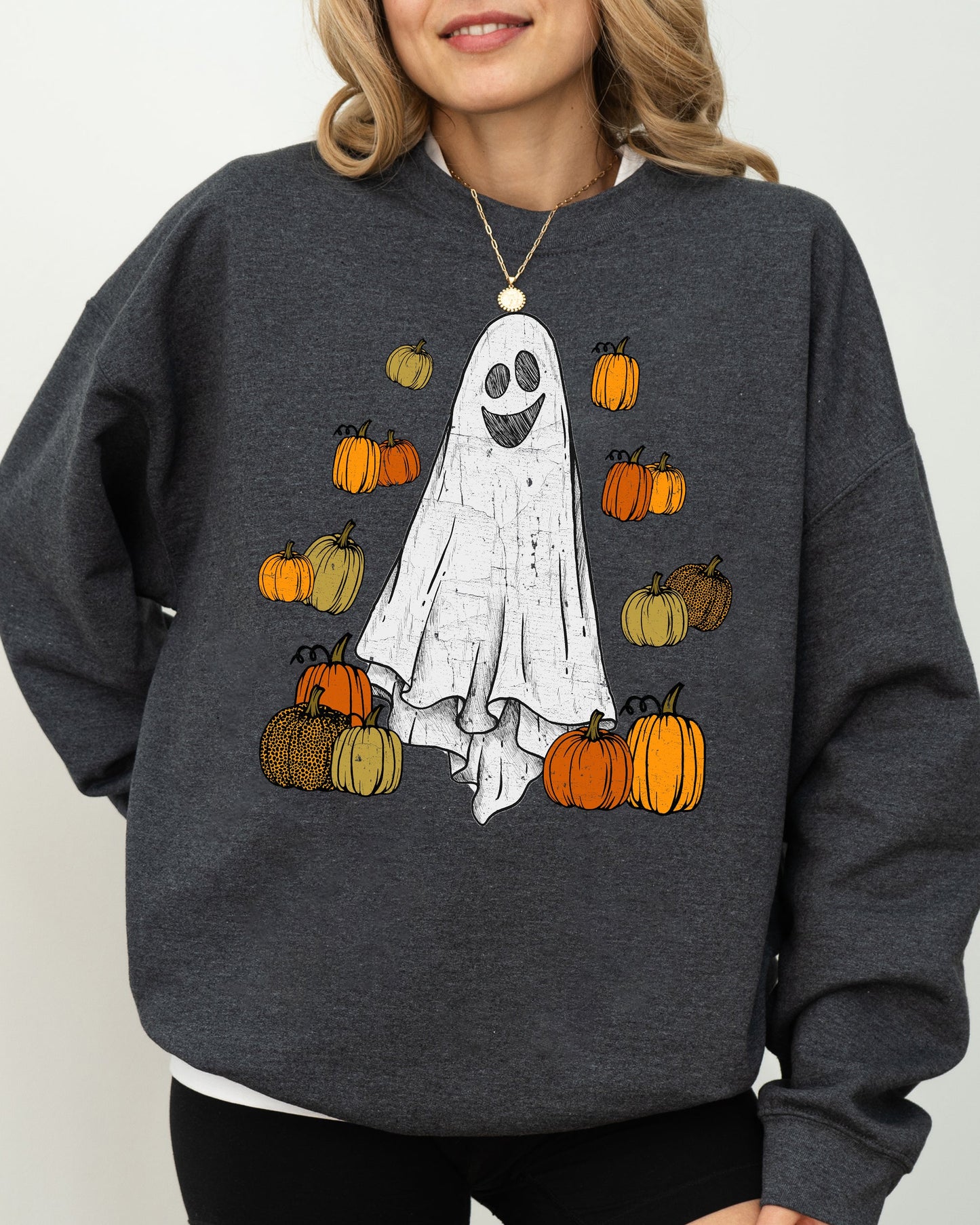 Halloween Ghost and Pumpkins Aesthetic Costume Sweatshirt