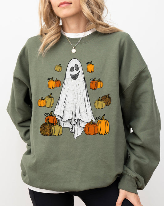 Halloween Ghost and Pumpkins Aesthetic Costume Sweatshirt