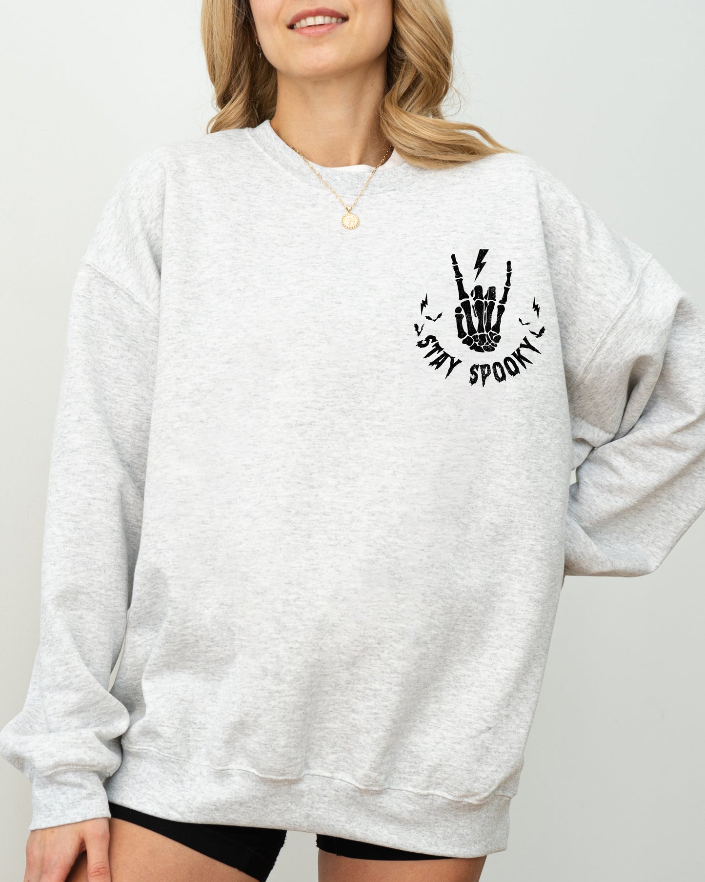 Stay Spooky, Pocket, Skeleton, Ghost, Funny, Witch, Aesthetic, Meme, Halloween, Spooky, Costume Sweatshirt
