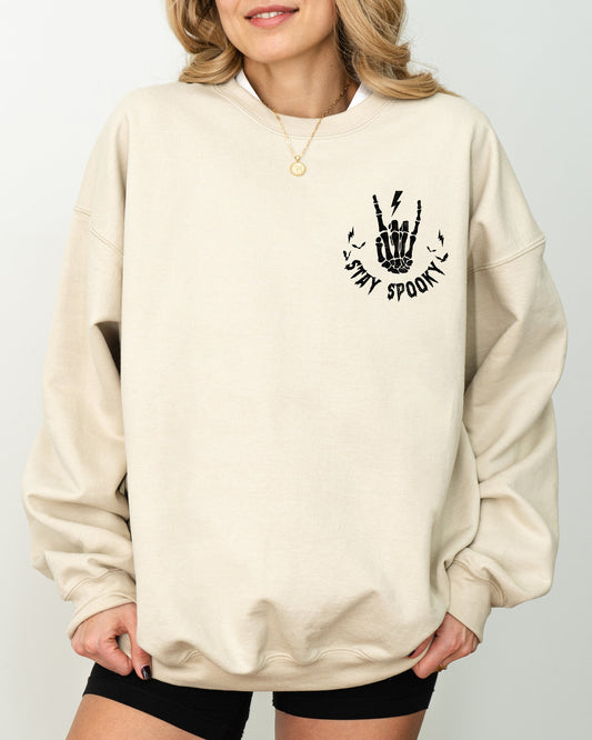Stay Spooky, Pocket, Skeleton, Ghost, Funny, Witch, Aesthetic, Meme, Halloween, Spooky, Costume Sweatshirt
