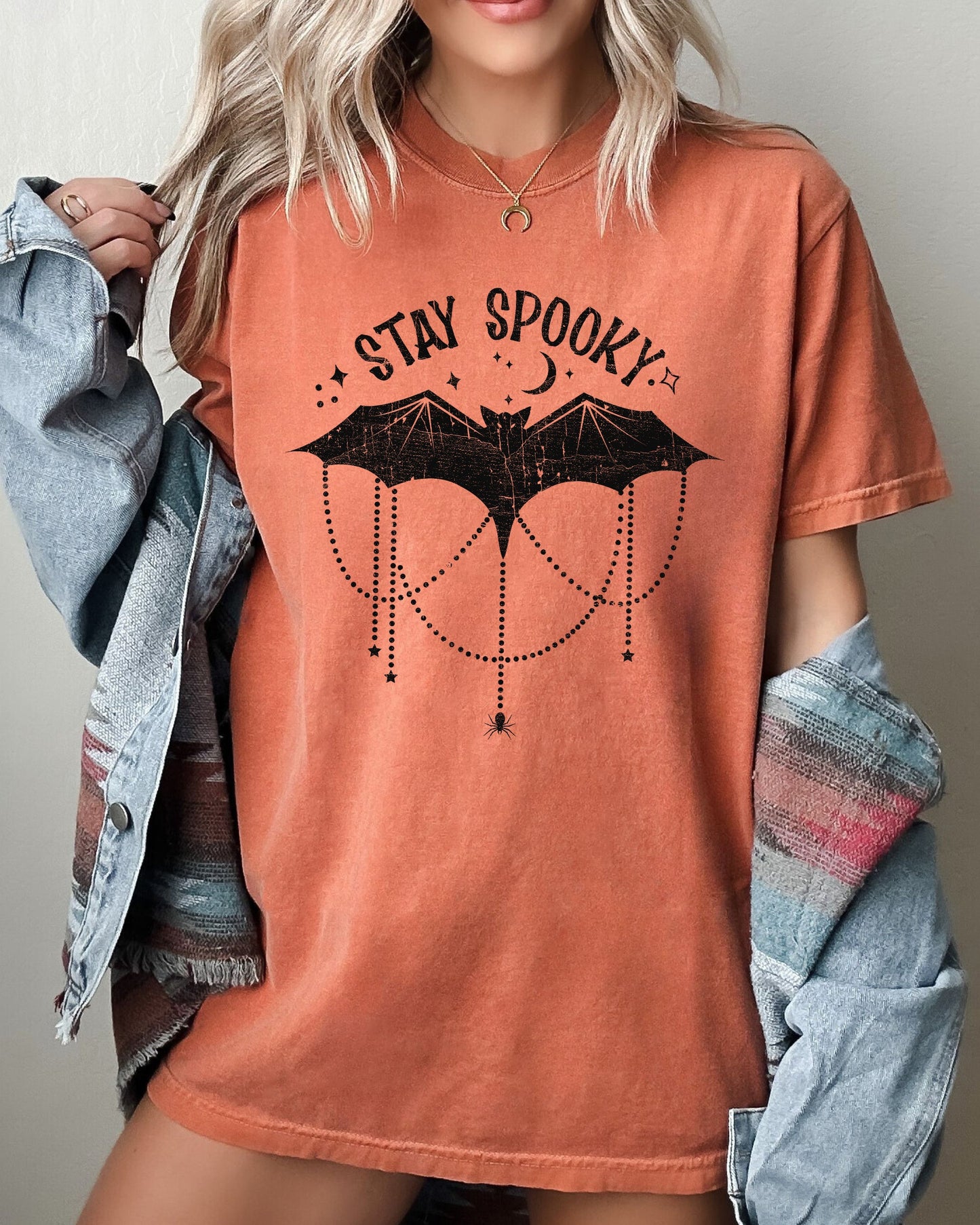 Stay Spooky, Bat, Skeleton, Ghost, Funny, Witch, Aesthetic, Meme, Halloween, Spooky, Costume, Tshirt Comfort Colors T-Shirt