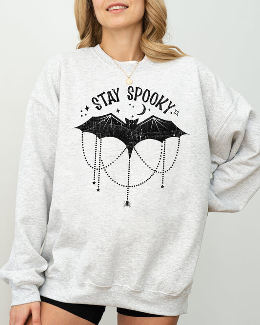 Stay Spooky, Bat, Skeleton, Ghost, Funny, Witch, Aesthetic, Meme, Halloween, Spooky, Costume Sweatshirt