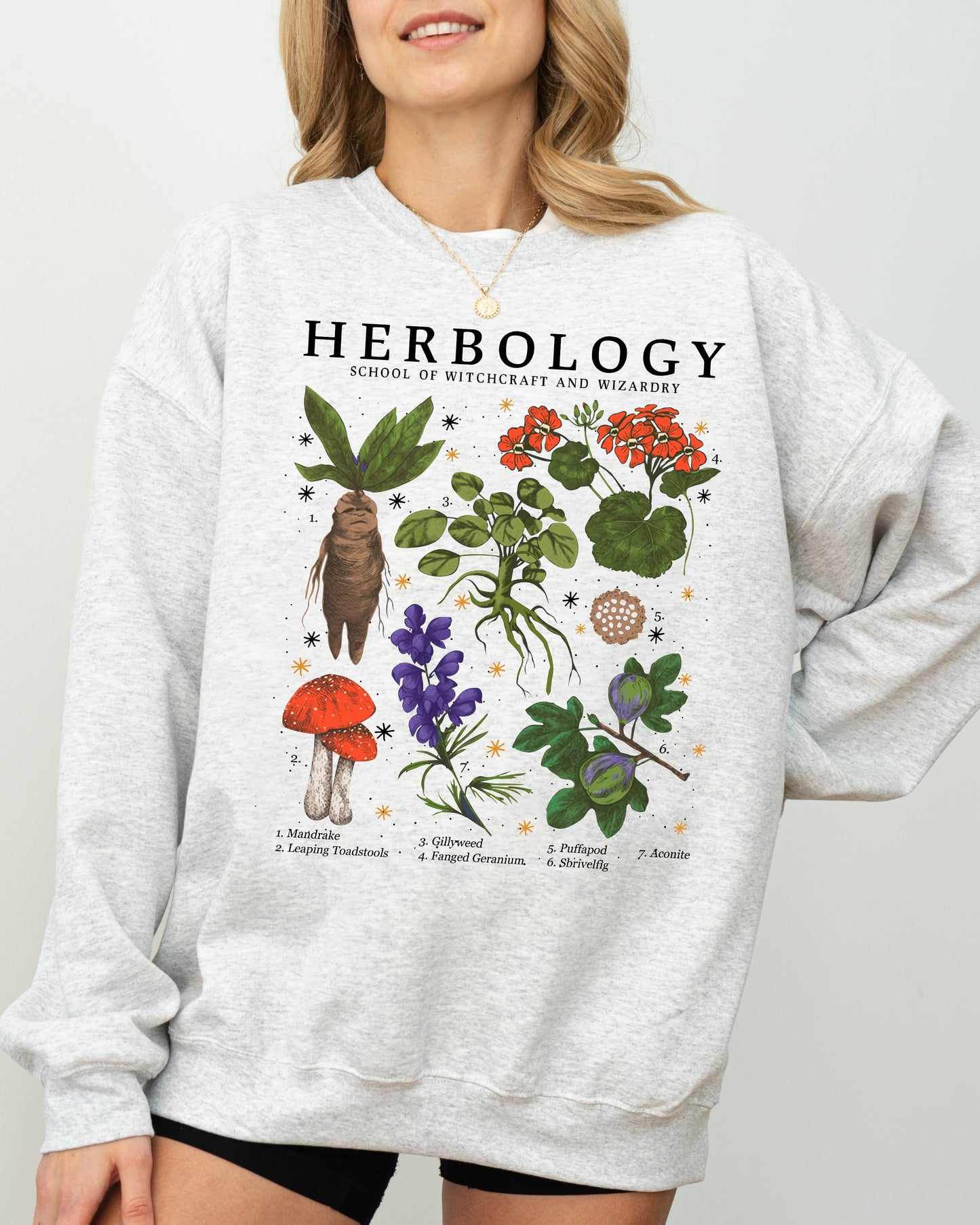 Herbology Mushroom Skeleton Ghost Funny Witch Halloween Costume Sweatshirt