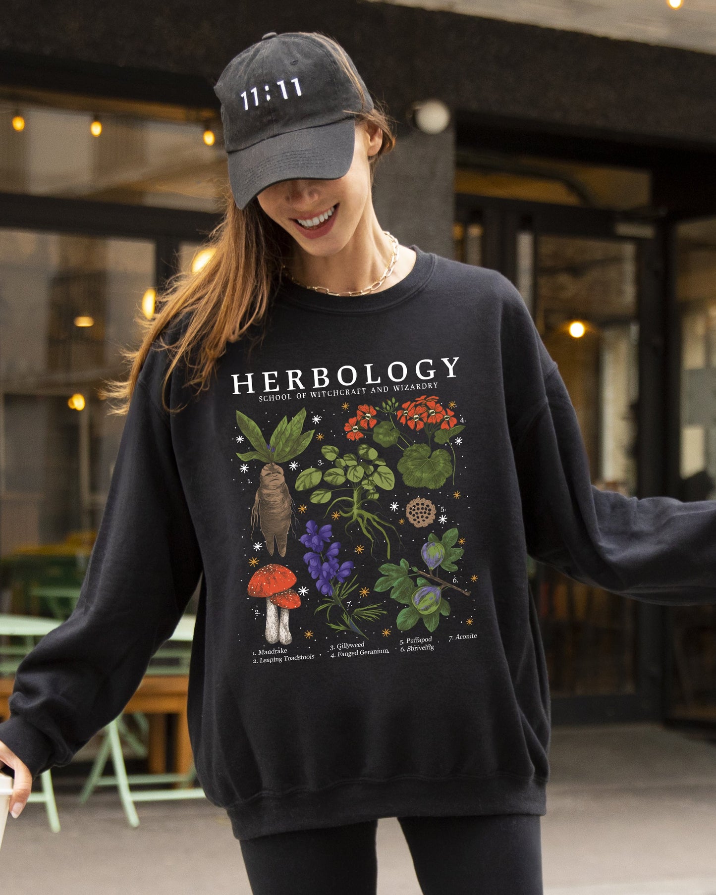 Herbology Mushroom Skeleton Ghost Funny Witch Halloween Costume Sweatshirt