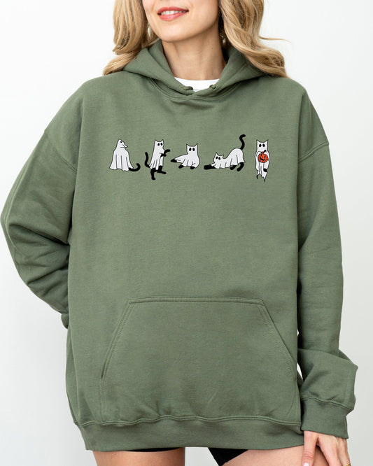 Cat Ghosts Halloween Costume Hoodie Hooded Sweatshirt