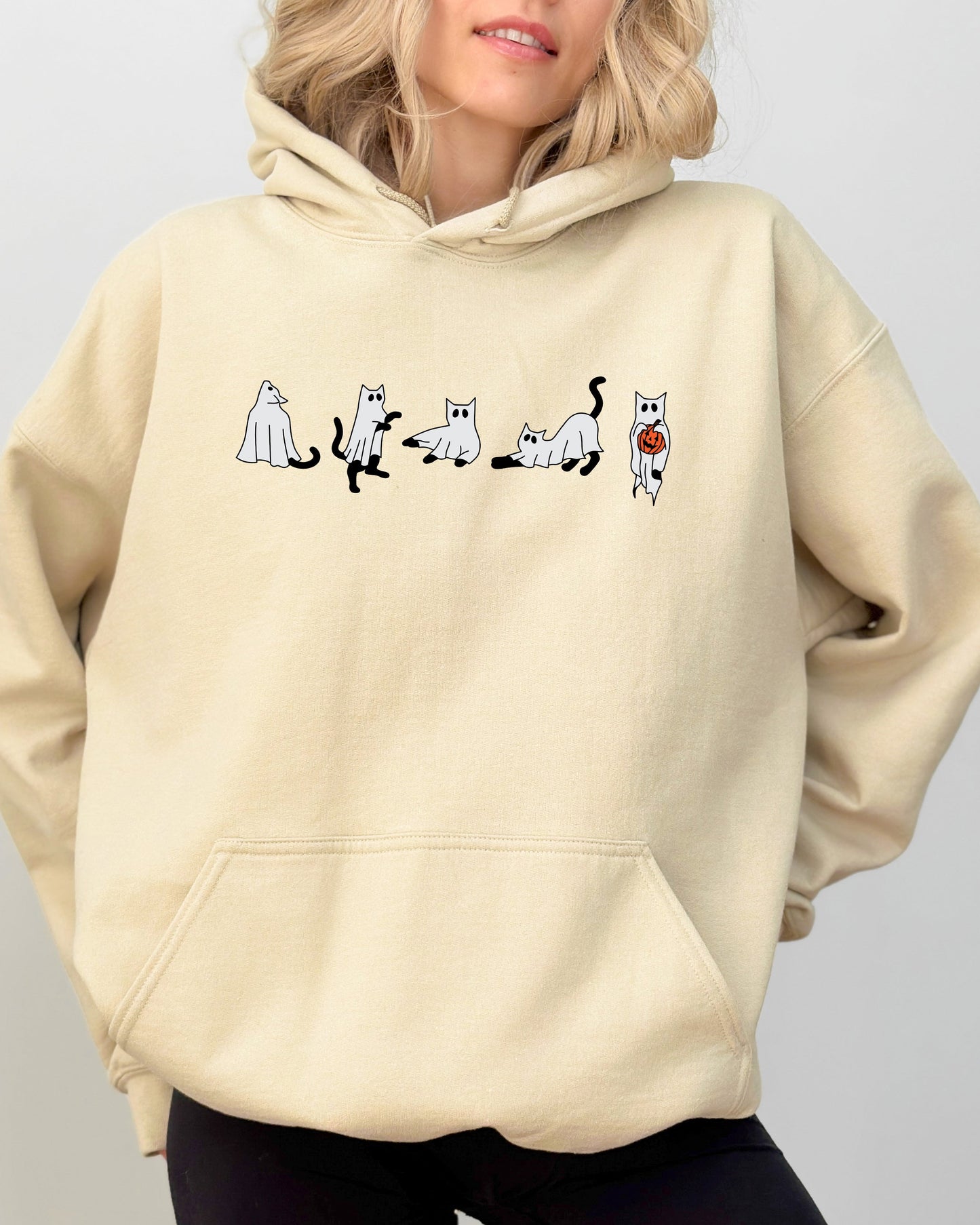 Cat Ghosts Halloween Costume Hoodie Hooded Sweatshirt