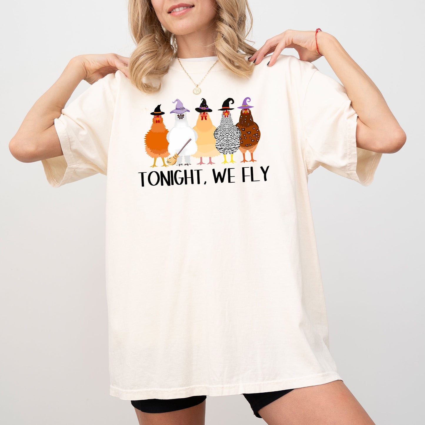 Tonight We Fly, Chickens, Skeleton, Funny, Witch, Aesthetic, Meme, Halloween, Spooky, Costume, Tshirt Comfort Colors T-Shirt