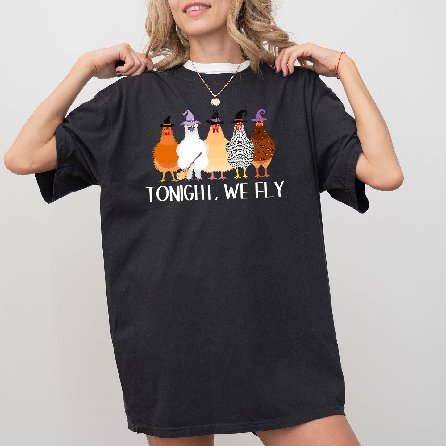 Tonight We Fly, Chickens, Skeleton, Funny, Witch, Aesthetic, Meme, Halloween, Spooky, Costume, Tshirt Comfort Colors T-Shirt