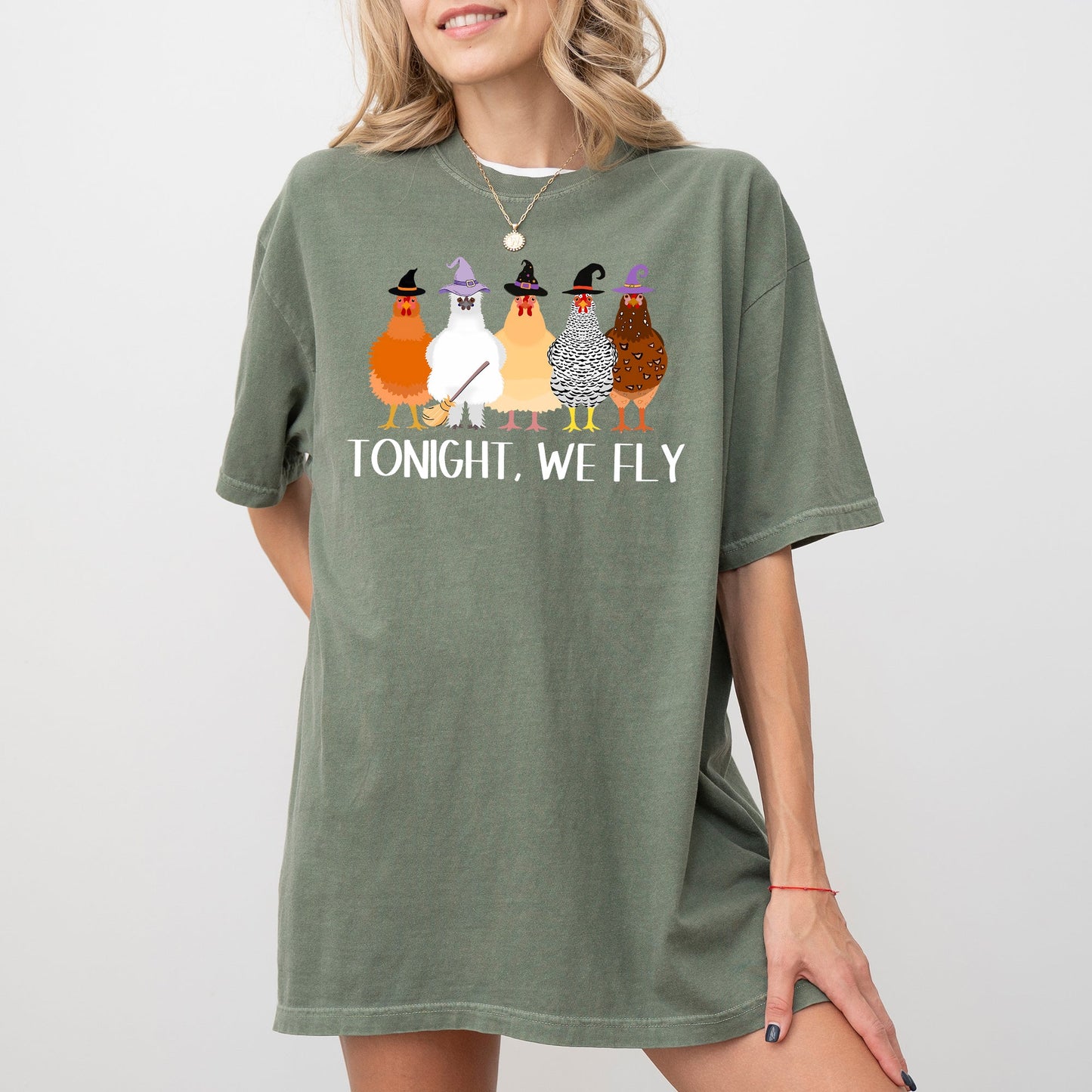 Tonight We Fly, Chickens, Skeleton, Funny, Witch, Aesthetic, Meme, Halloween, Spooky, Costume, Tshirt Comfort Colors T-Shirt