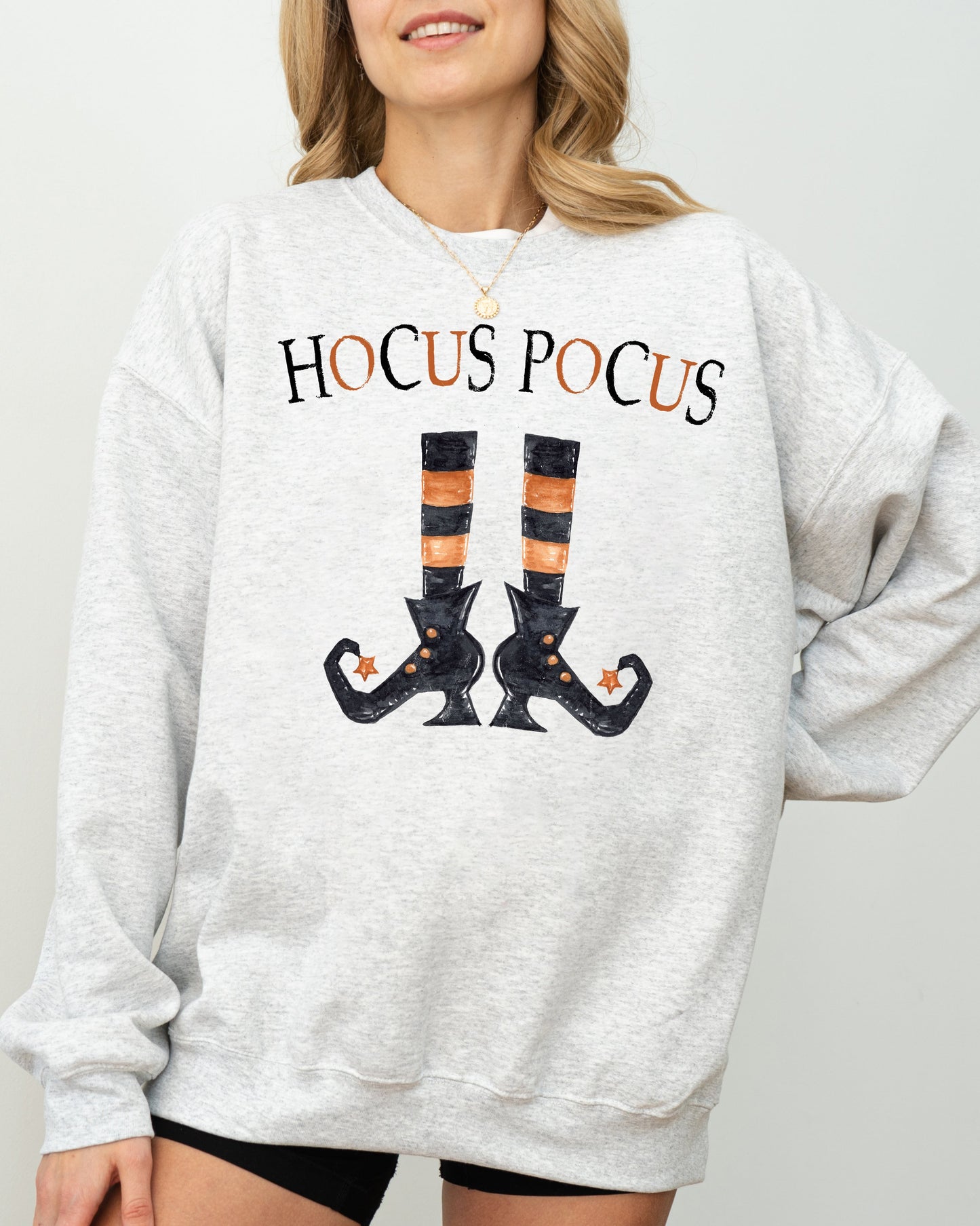 Halloween Costume Sweatshirt Hocus Pocus Boots Skeleton Funny Witch Aesthetic Meme