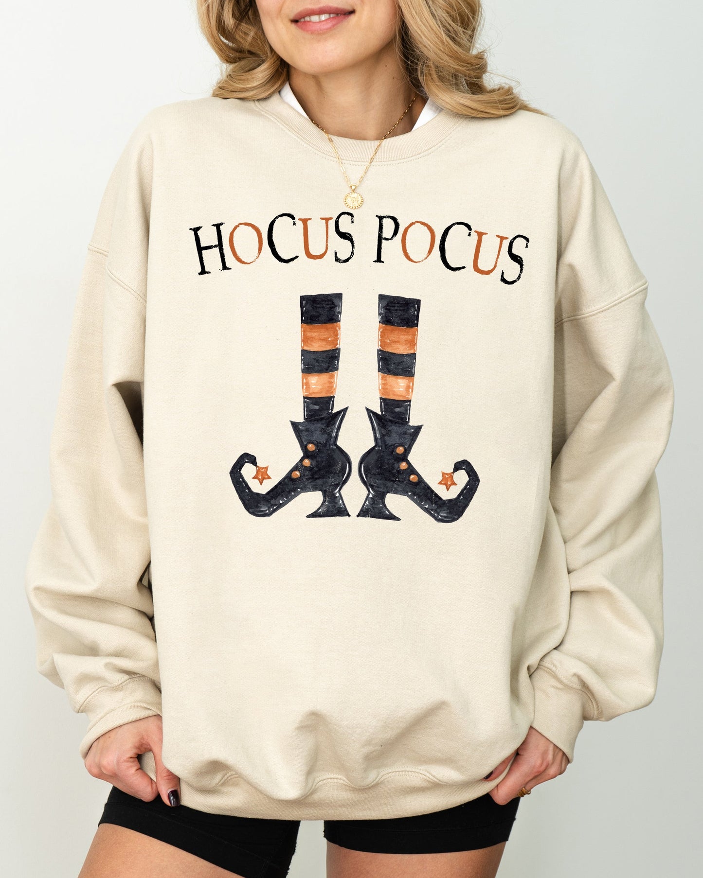 Halloween Costume Sweatshirt Hocus Pocus Boots Skeleton Funny Witch Aesthetic Meme