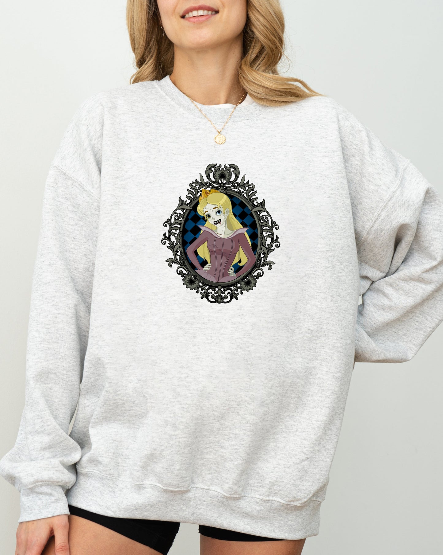 Sleeping Beauty, Princess, Skeleton, Funny, Witch, Aesthetic, Meme, Halloween, Spooky, Costume Sweatshirt