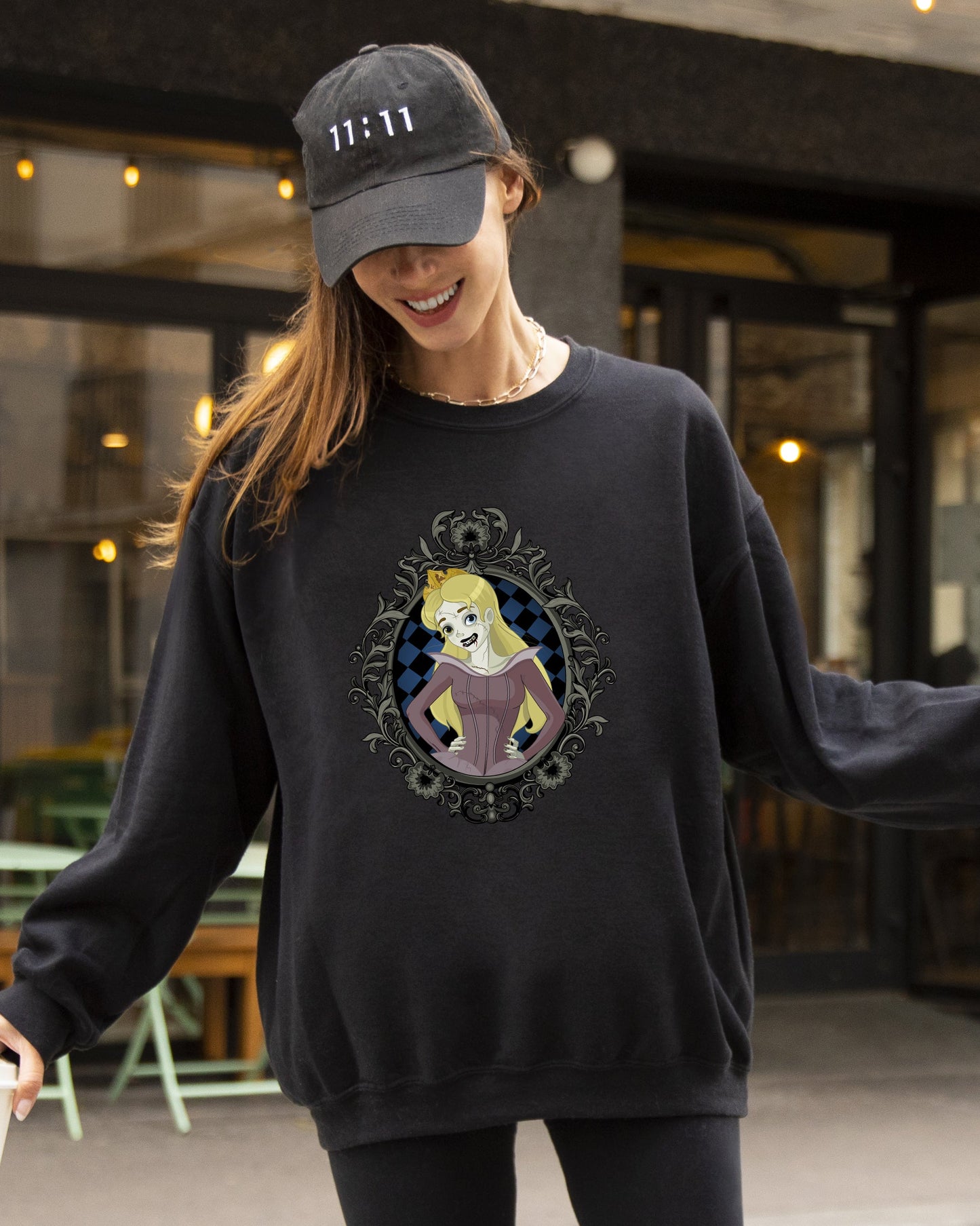 Sleeping Beauty, Princess, Skeleton, Funny, Witch, Aesthetic, Meme, Halloween, Spooky, Costume Sweatshirt