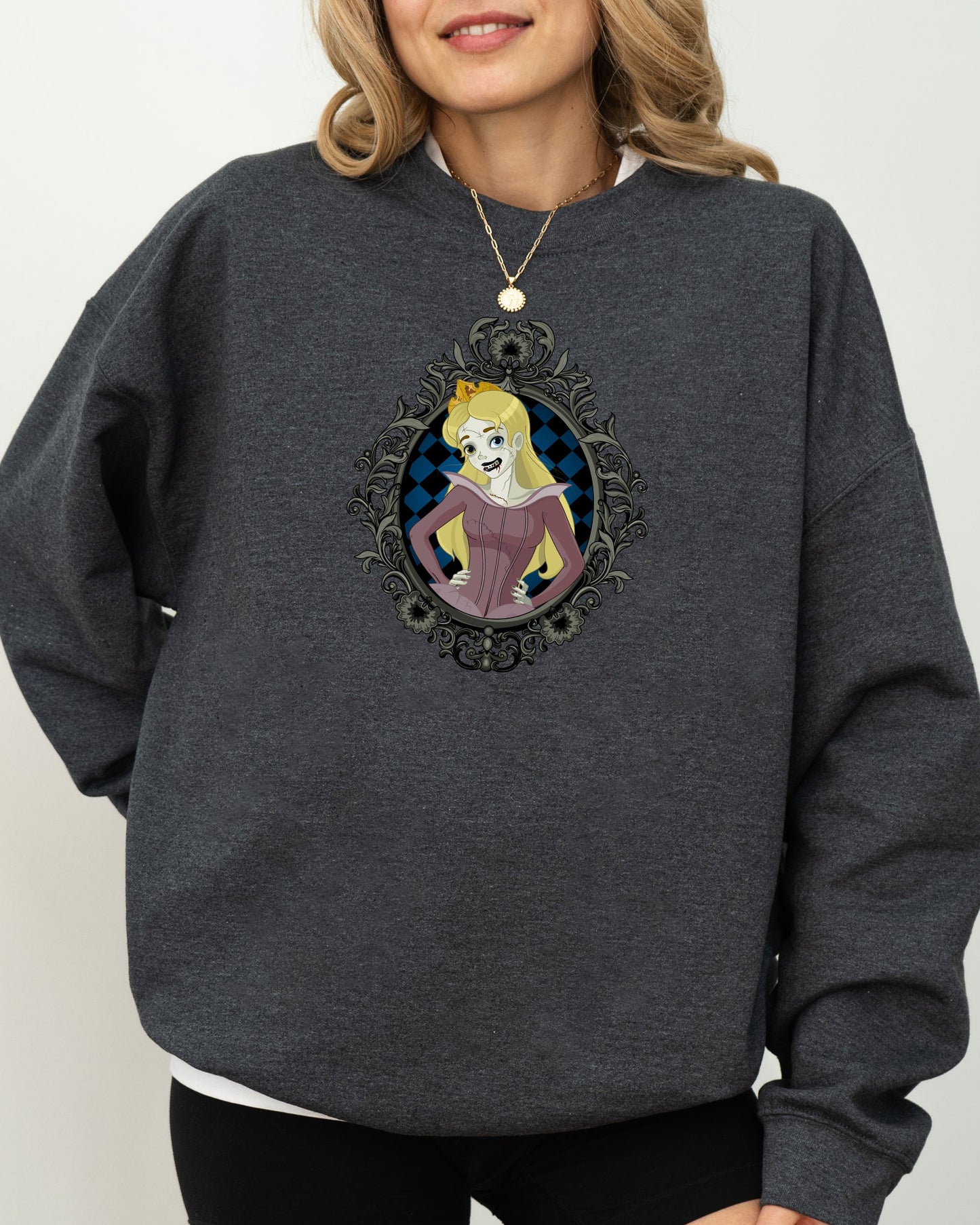 Sleeping Beauty, Princess, Skeleton, Funny, Witch, Aesthetic, Meme, Halloween, Spooky, Costume Sweatshirt