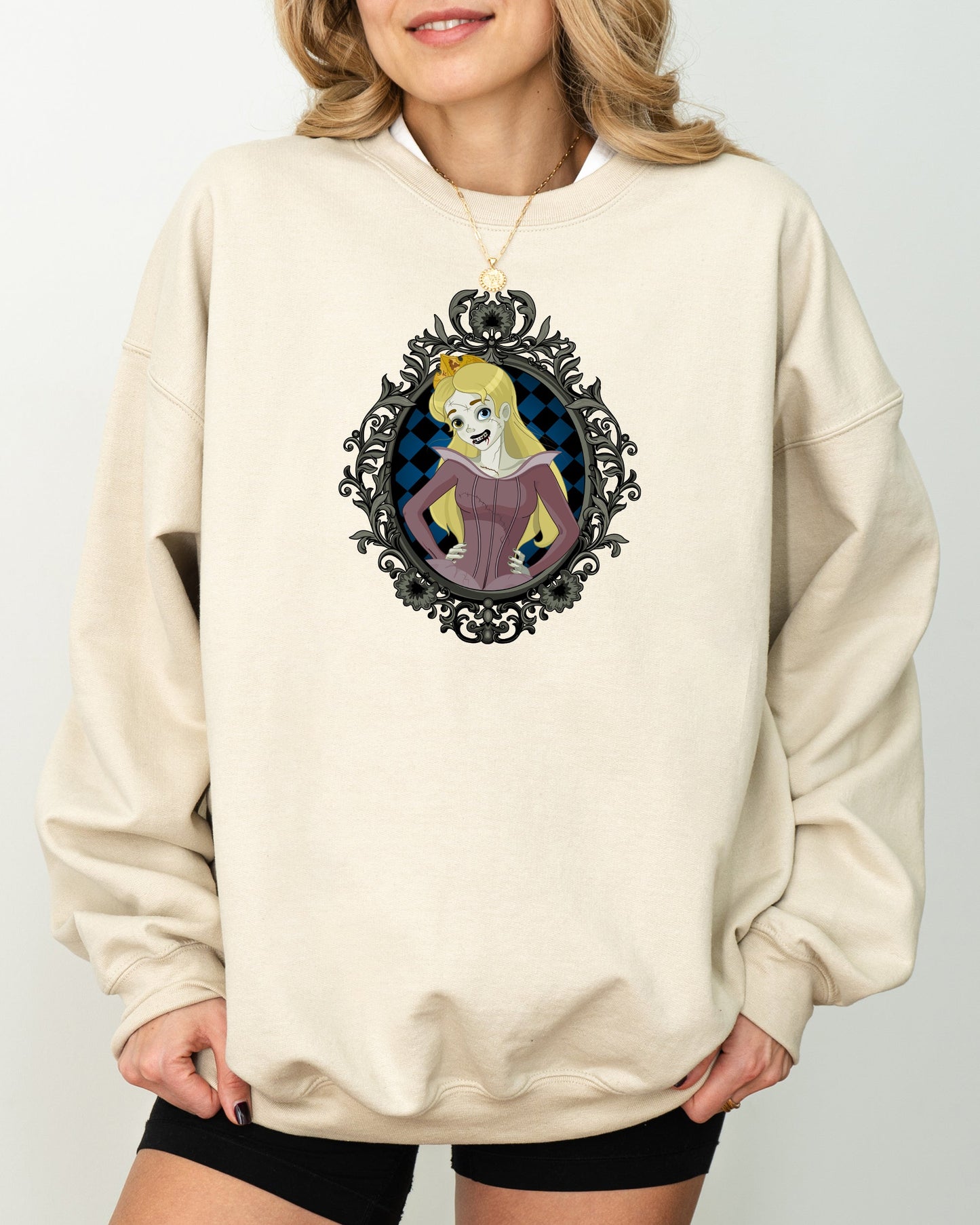 Sleeping Beauty, Princess, Skeleton, Funny, Witch, Aesthetic, Meme, Halloween, Spooky, Costume Sweatshirt