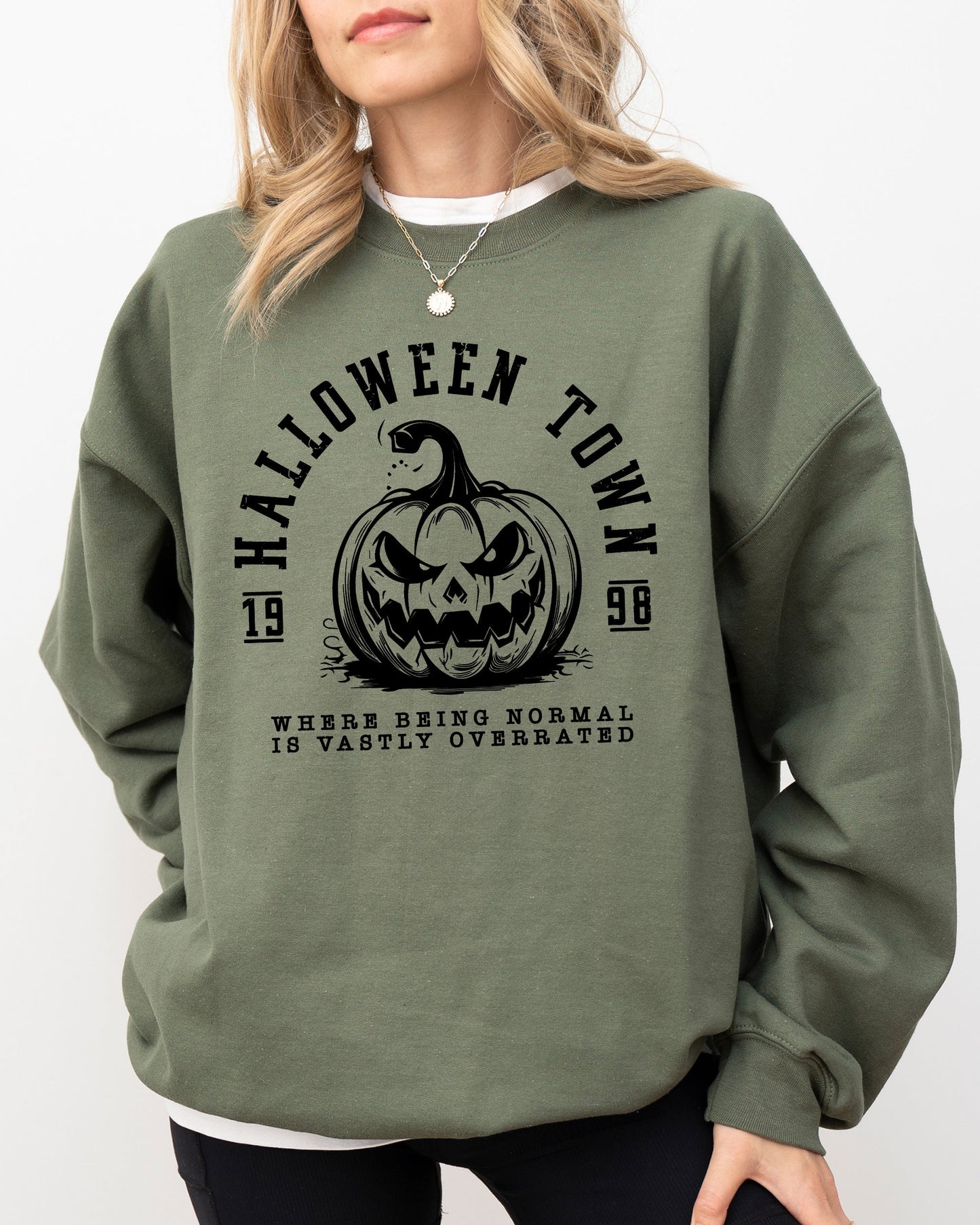 Halloween Town Aesthetic Costume Sweatshirt Spooky Pumpkin Skeleton Witch
