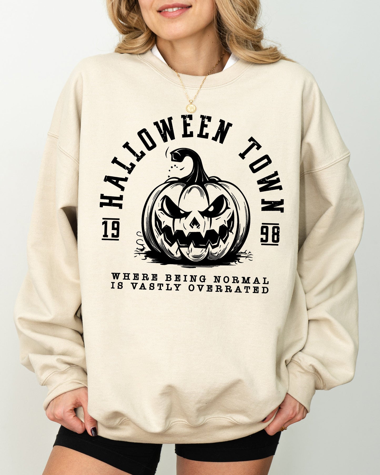 Halloween Town Aesthetic Costume Sweatshirt Spooky Pumpkin Skeleton Witch