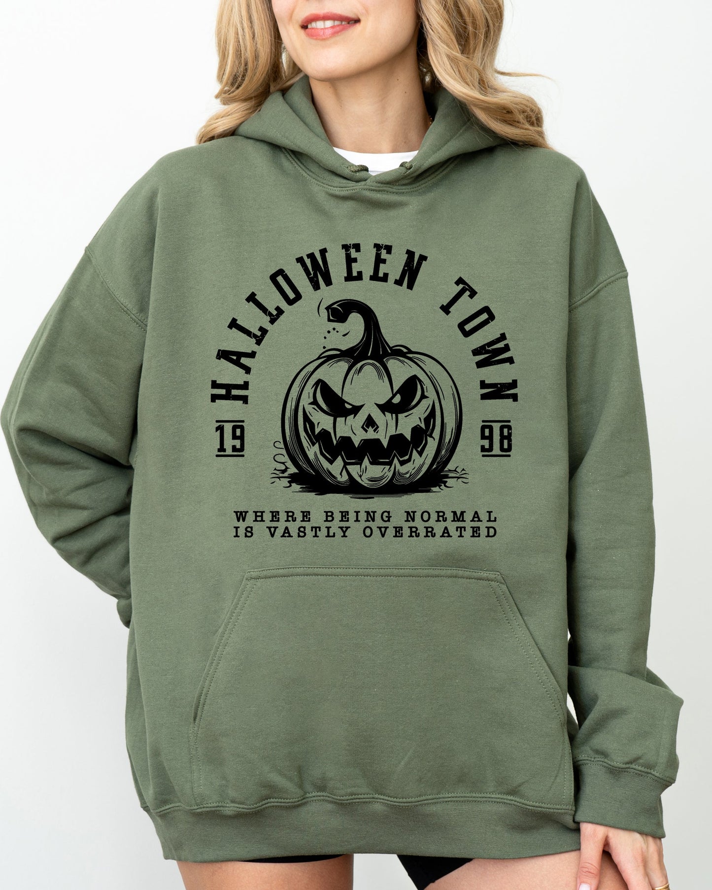 Halloween Town Pumpkin Spooky Skeleton Witch Costume Hoodie Hooded Sweatshirt