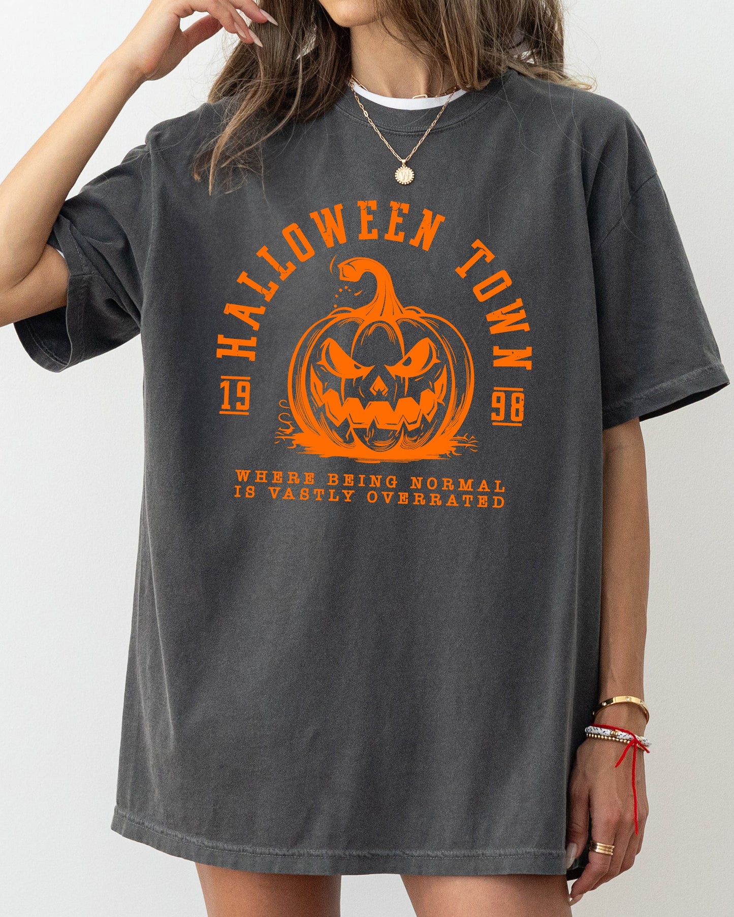 Halloween Town Pumpkin Spooky Skeleton Witch Aesthetic Halloween Costume Tshirt Comfort Colors T-Shirt