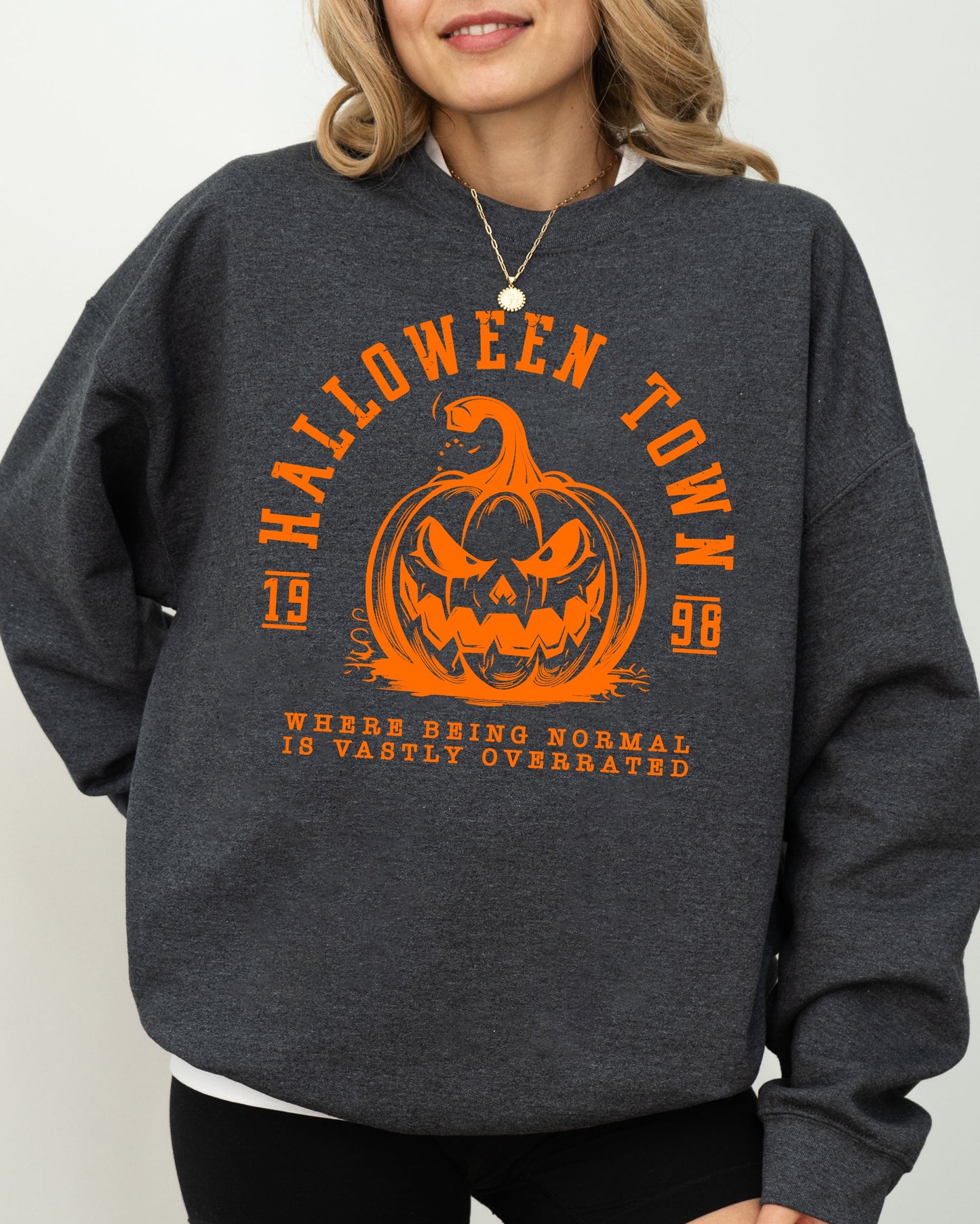 Halloween Town Aesthetic Costume Sweatshirt Spooky Pumpkin Skeleton Witch