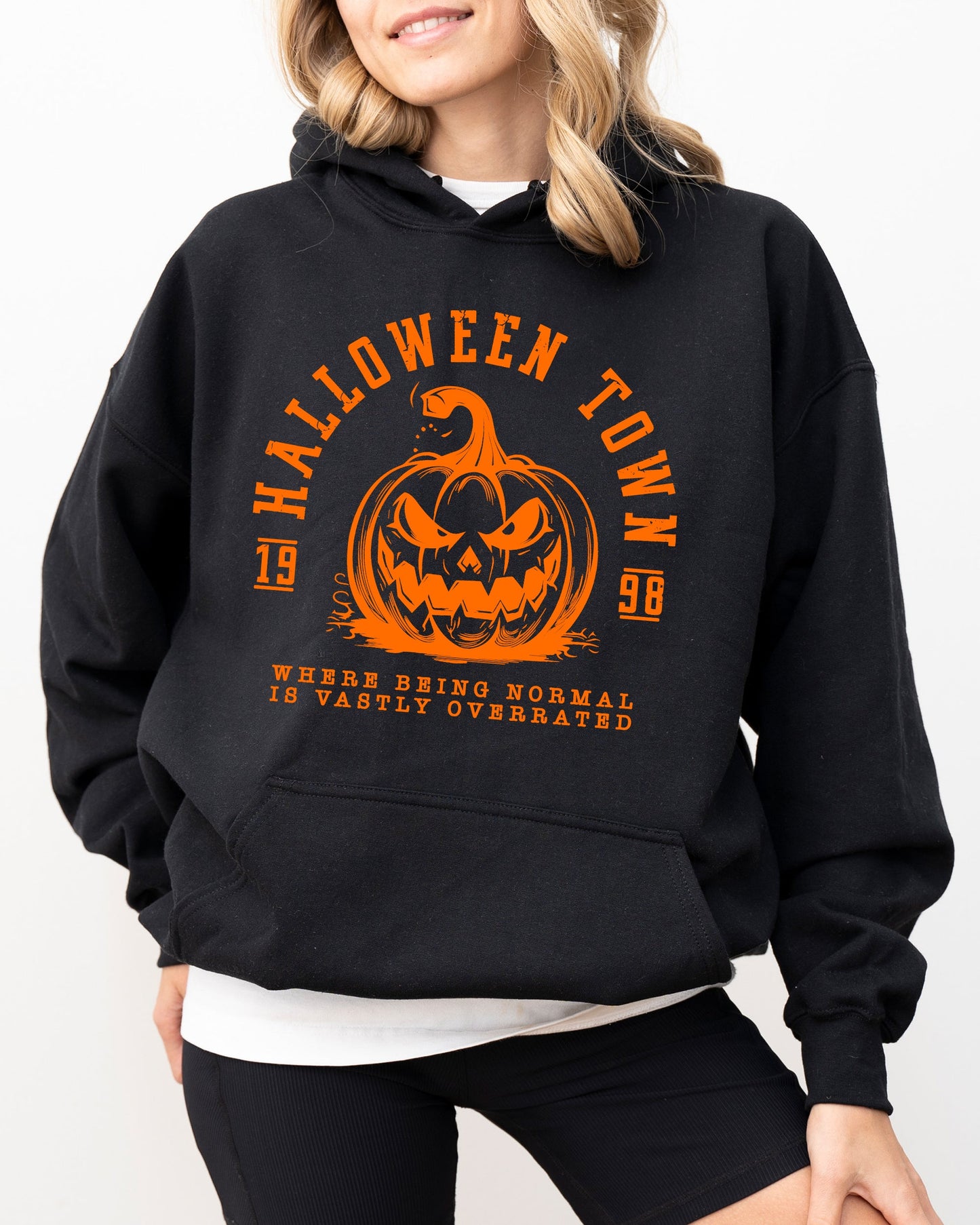 Halloween Town Pumpkin Spooky Skeleton Witch Costume Hoodie Hooded Sweatshirt