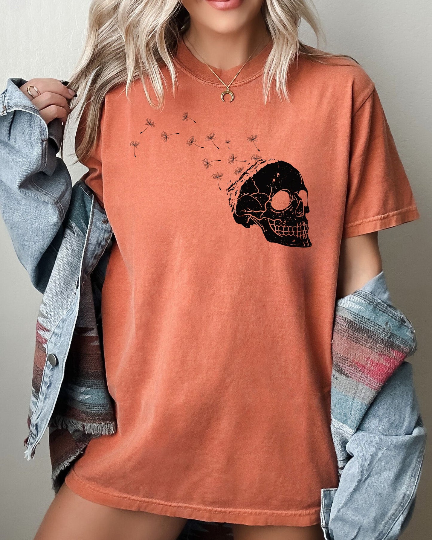 Dandelion Skull Spooky Halloween Costume Tshirt Comfort Colors T-Shirt
