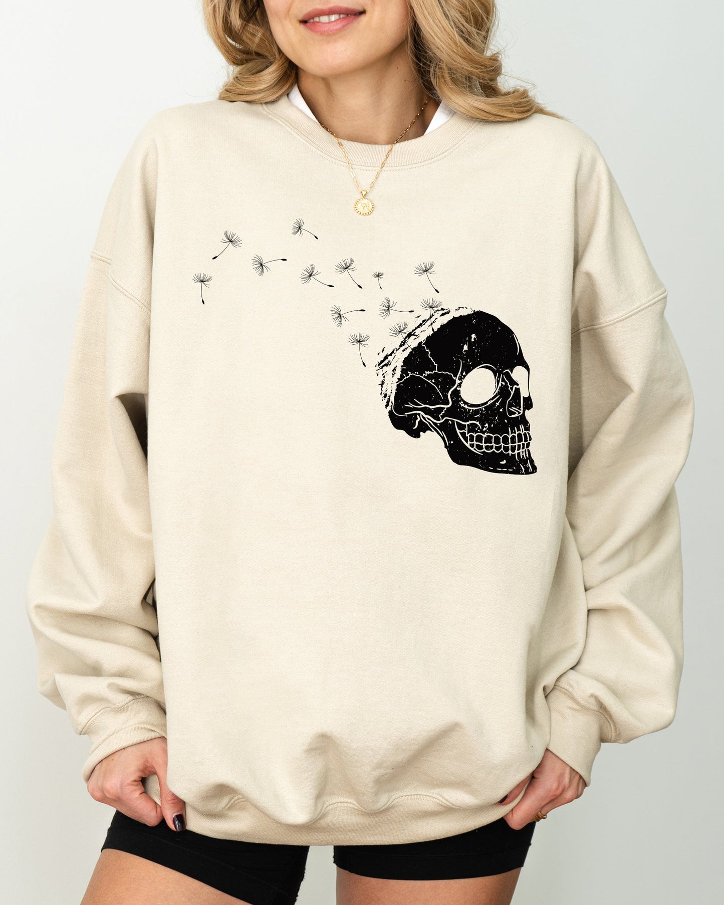 Dandelion Skull Spooky Halloween Costume Sweatshirt